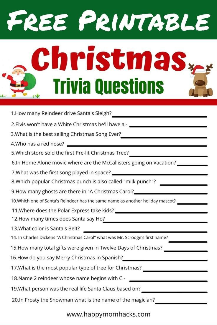 Christmas Trivia Quiz Questions & Answers For Kids Free Printable inside Free Printable Christmas Trivia Games