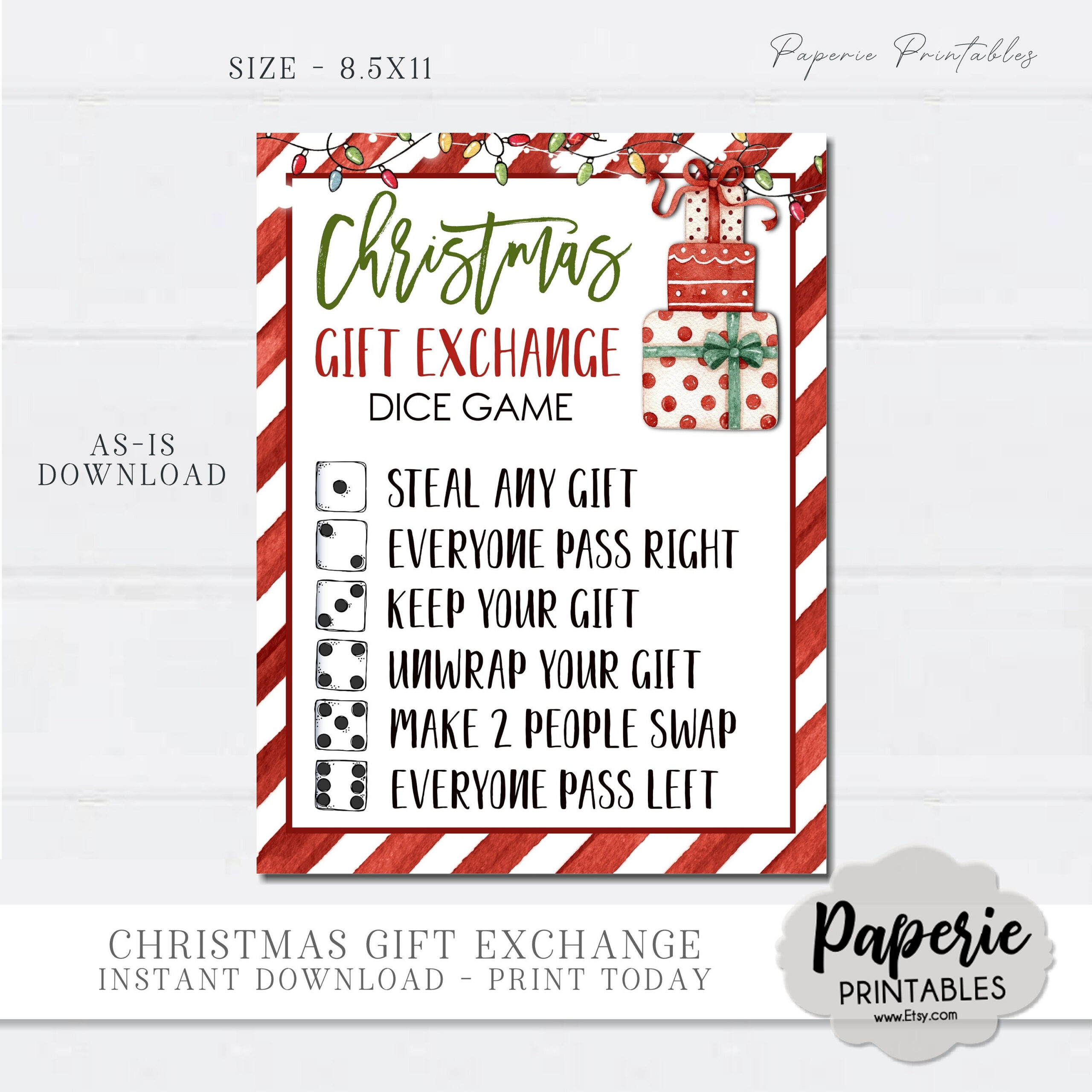 Christmas White Elephant Gift Exchange Rules Printable, Christmas for Printable White Elephant Gift Exchange