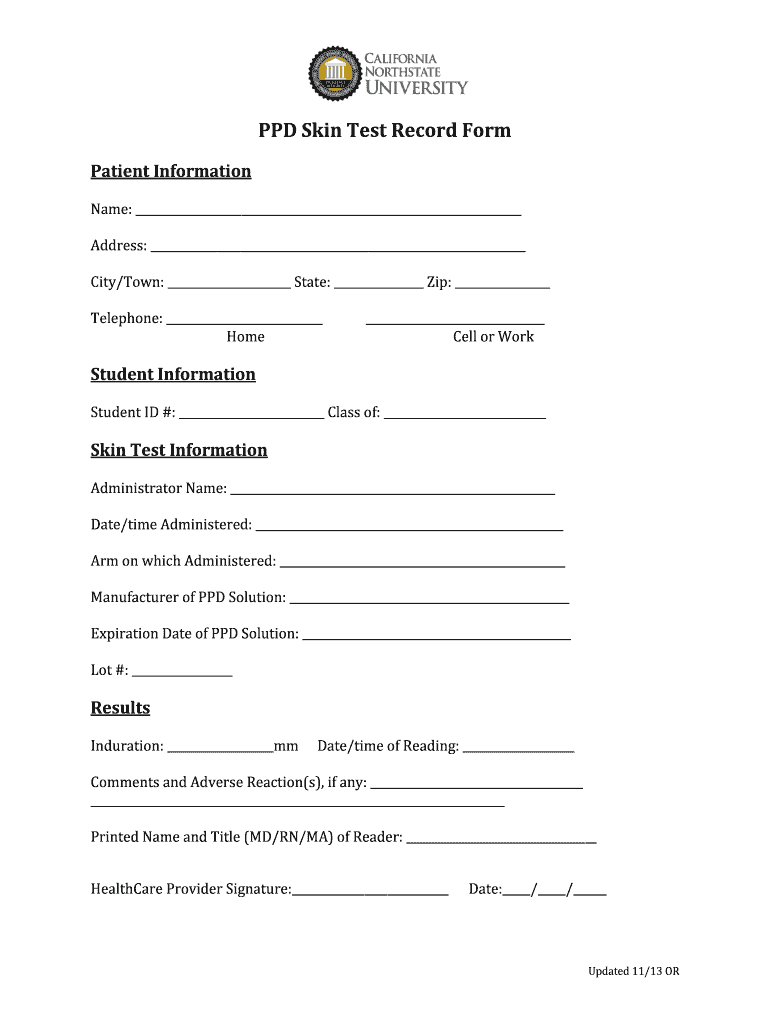 Cnucop Ppd Skin Test Record Form - Fill Online, Printable in Printable Tb Skin Test Form