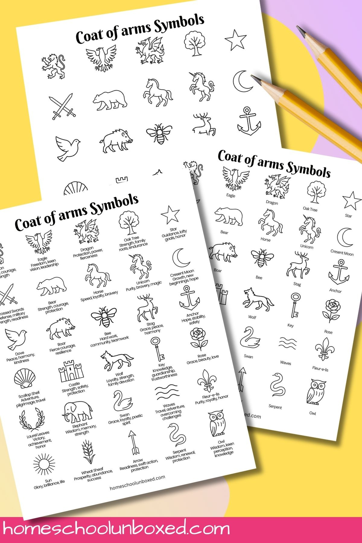 Coat Of Arms Symbols And Their Meanings (Free Printable) regarding Printable Coat of Arms Symbols