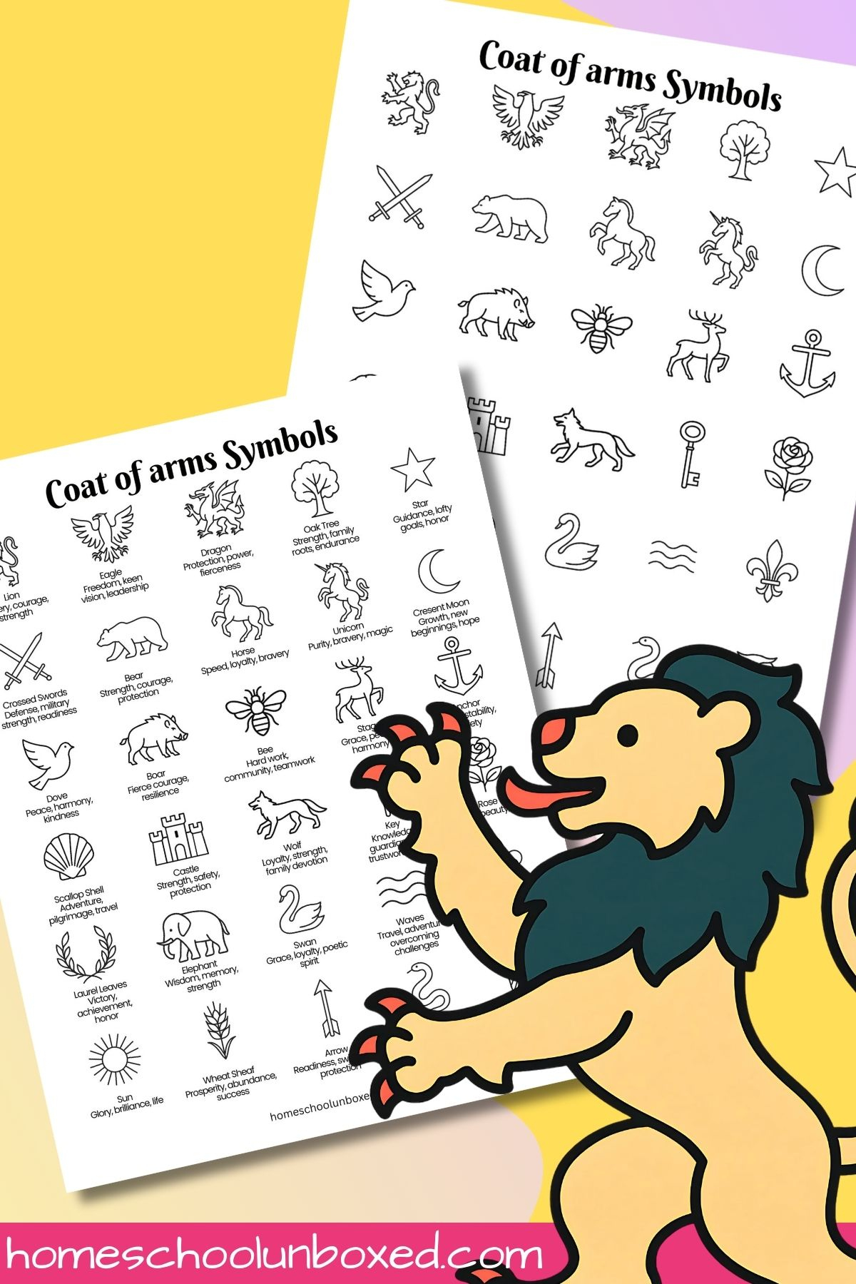 Coat Of Arms Symbols And Their Meanings (Free Printable) within Printable Coat of Arms Symbols