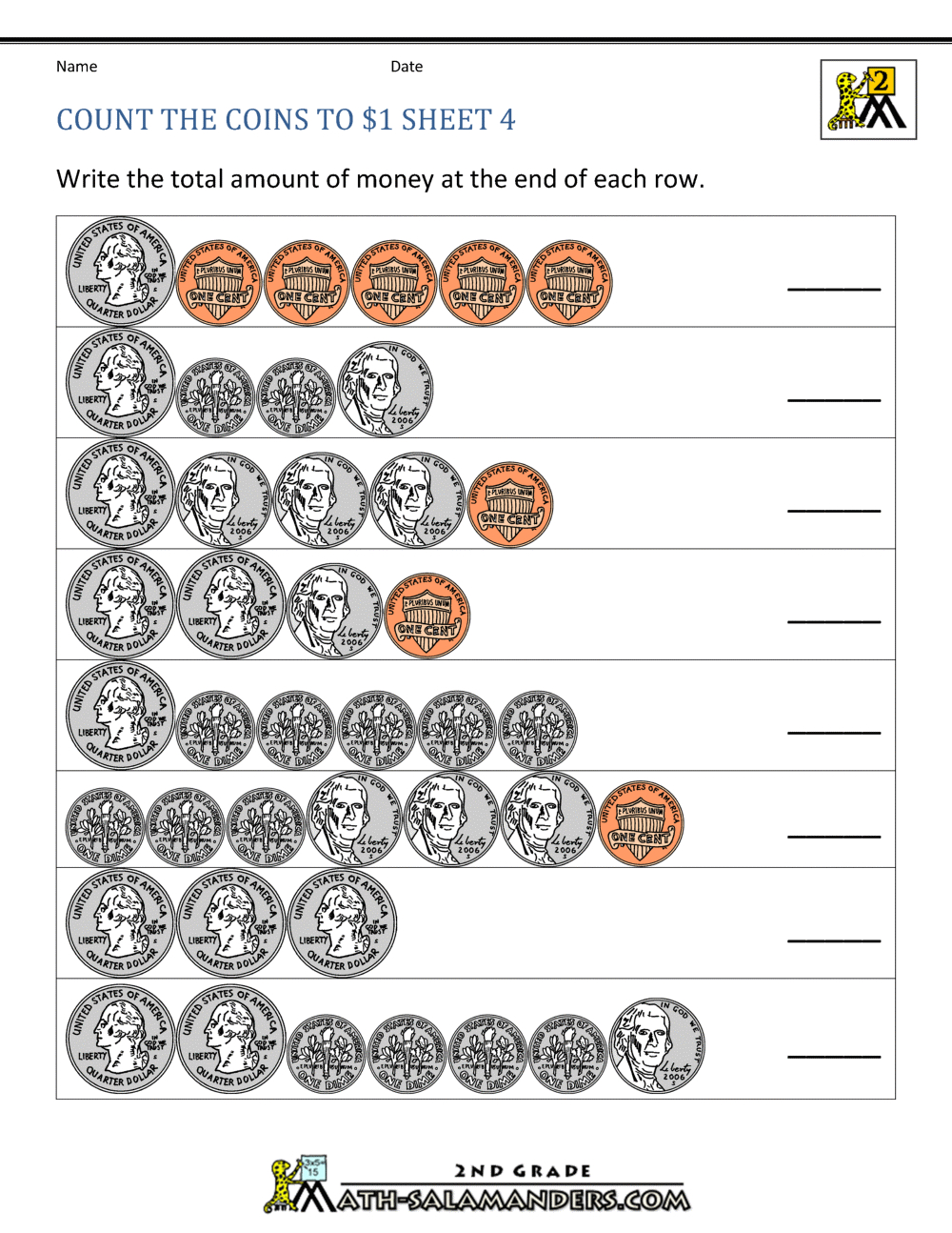 Counting Money Worksheets Up To $1 pertaining to Free Printable Counting Coins Worksheets
