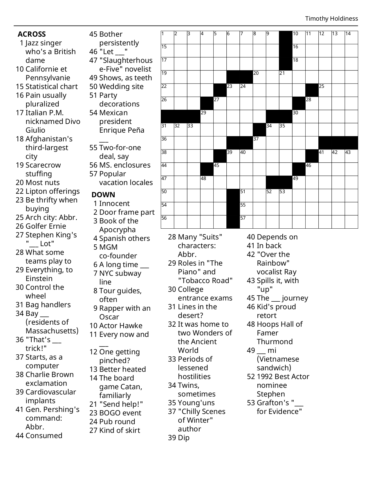 Crossword Puzzles | The Bogalusa Daily News within Free Printable Daily Crossword Puzzle