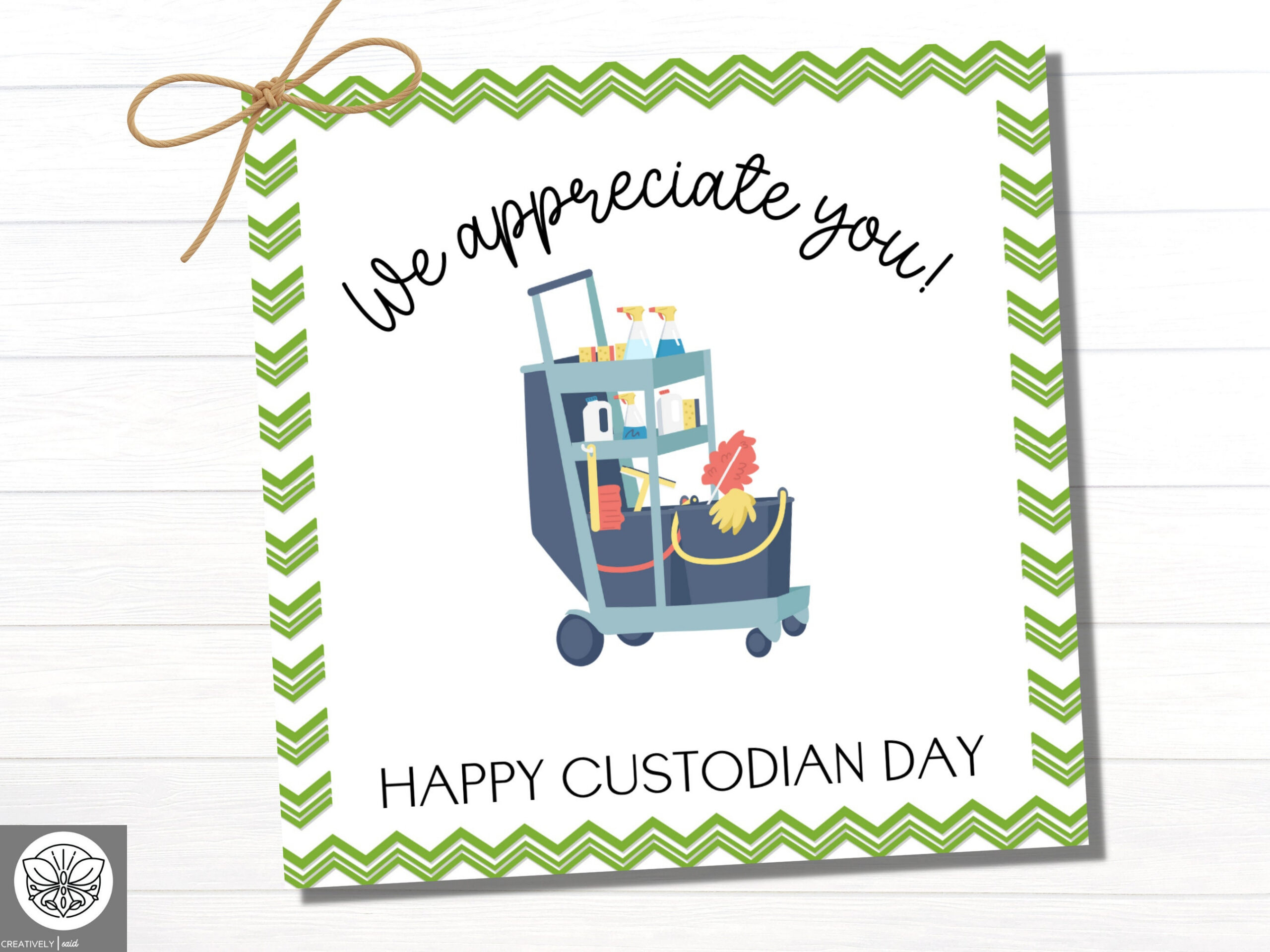 Custodian Appreciation Day Printable Gift Tag | Janitor Thank You regarding Custodian Appreciation Day Printable Free