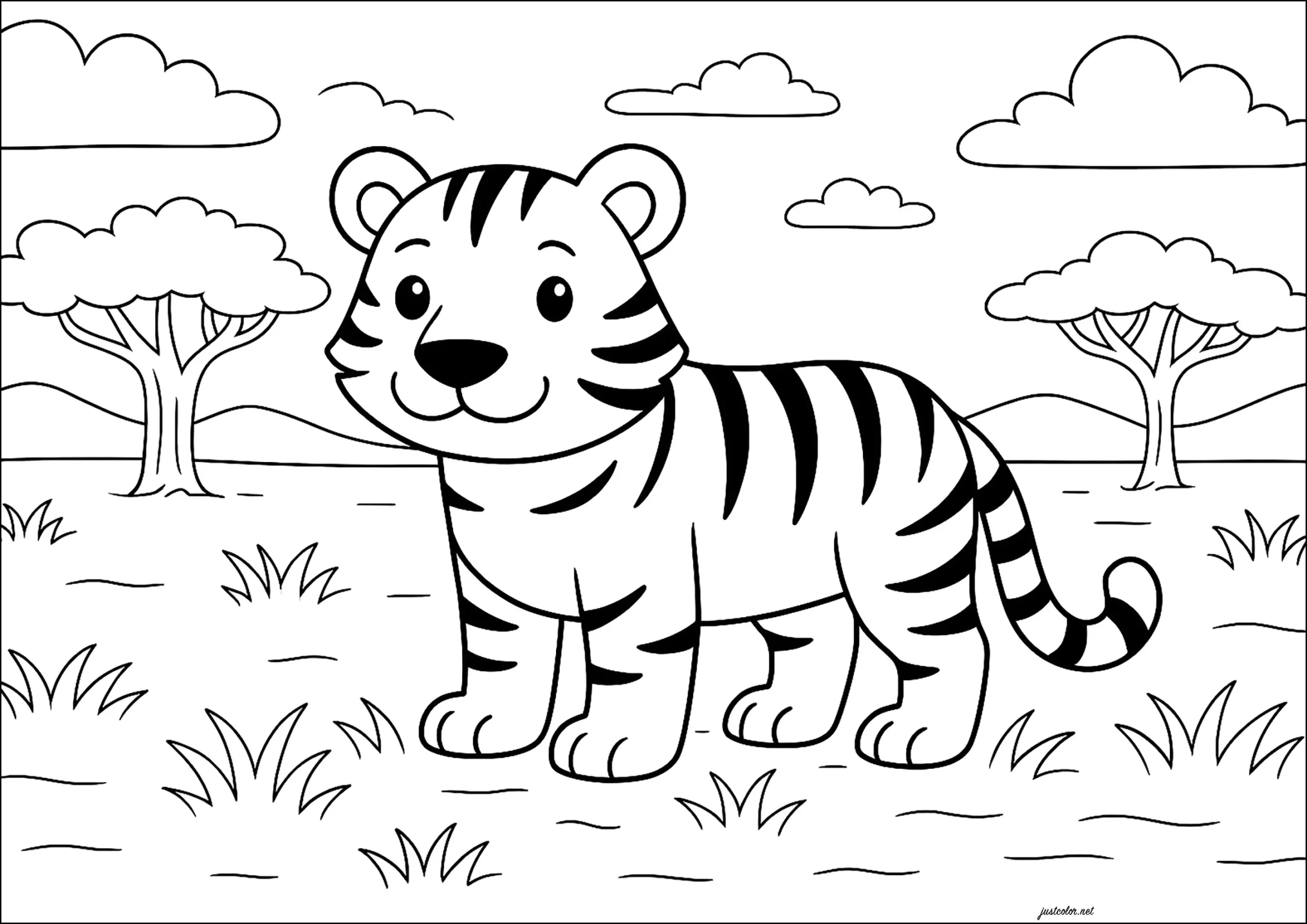 Cute Tiger With Black Stripes - Tiger Coloring Pages intended for Printable Picture Of A Tiger