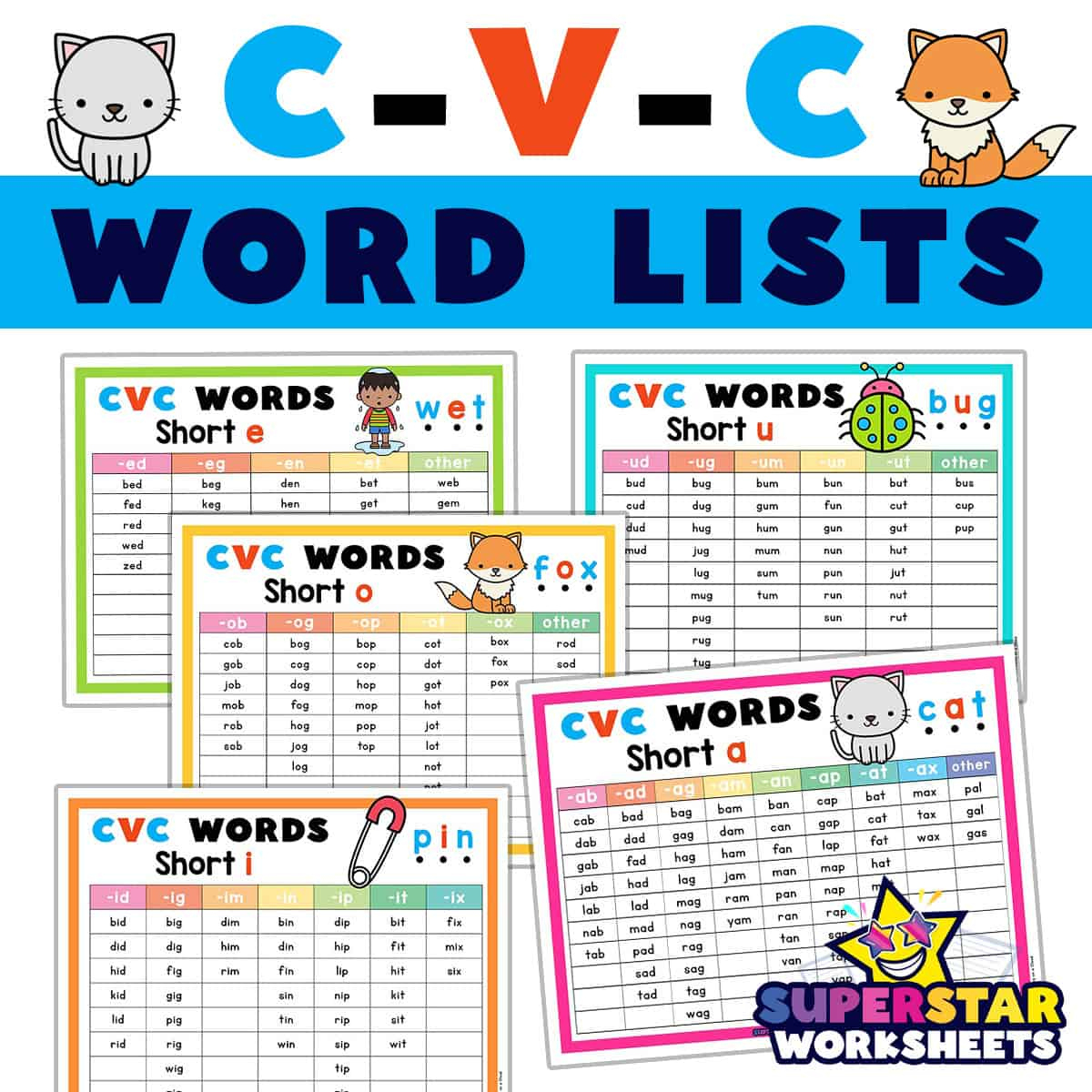 Cvc Word List - Superstar Worksheets in Printable List of Cvc Words