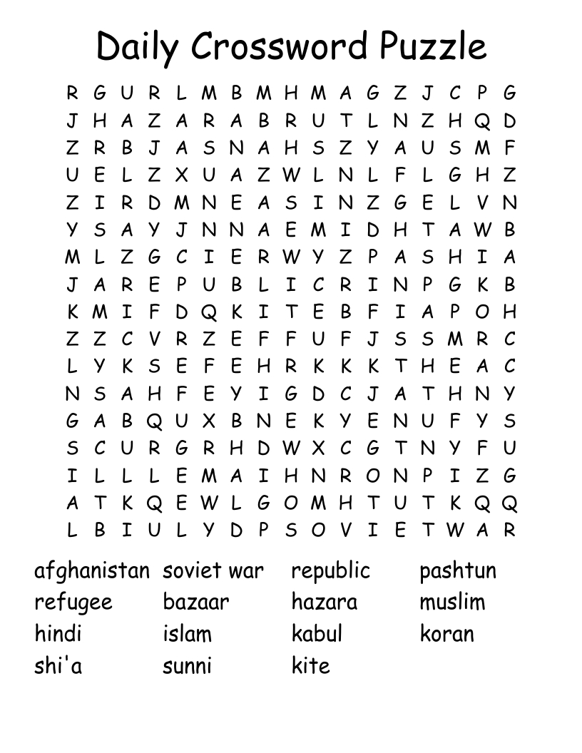 Daily Crossword Puzzle Word Search - Wordmint within Free Printable Daily Crossword Puzzle