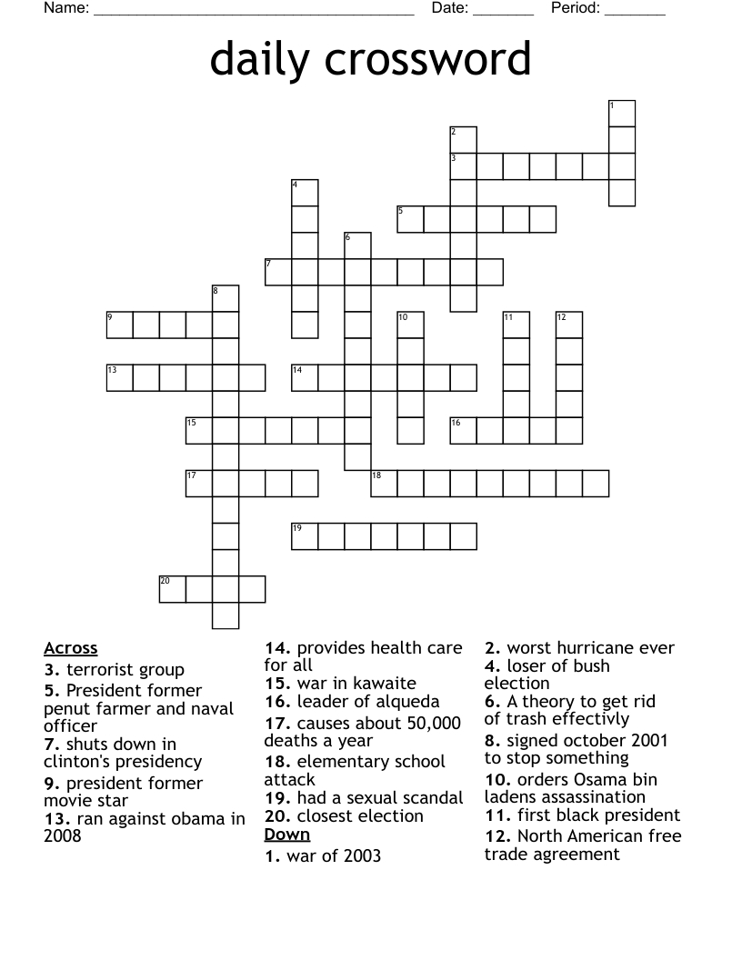 Daily Crossword - Wordmint throughout Free Printable Daily Crossword Puzzle