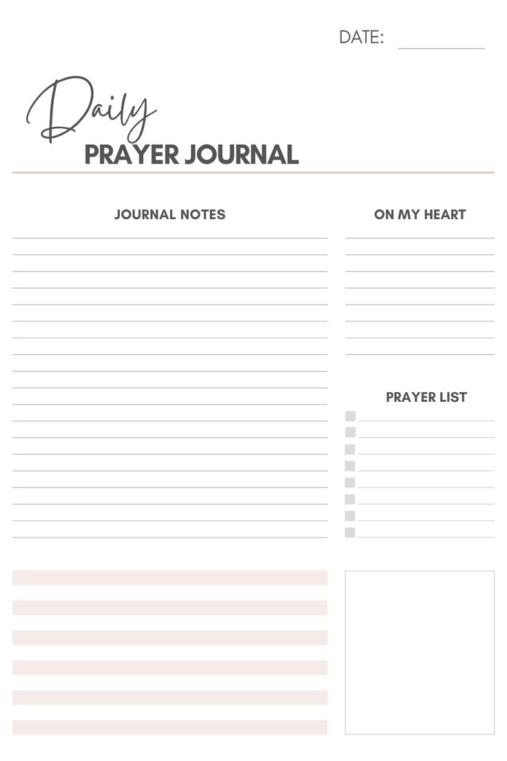 Daily Journal Layout Free Printable within Free Printable Prayer Journal Template