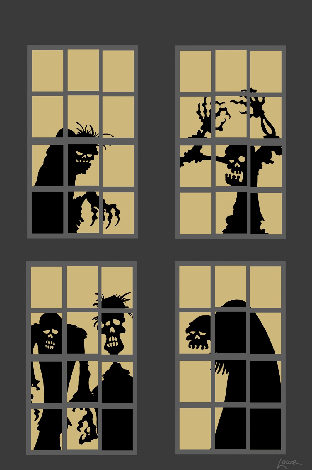 Dave Lowe Design The Blog: 63 Days 'Til Halloween: Zombie Window regarding Printable Halloween Window Silhouettes Template