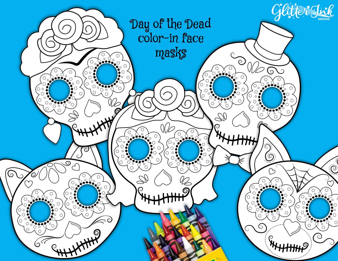 Day Of The Dead Sugar Skull Mask Coloring Pages, Printable Día De with regard to Day Of Dead Printable Masks