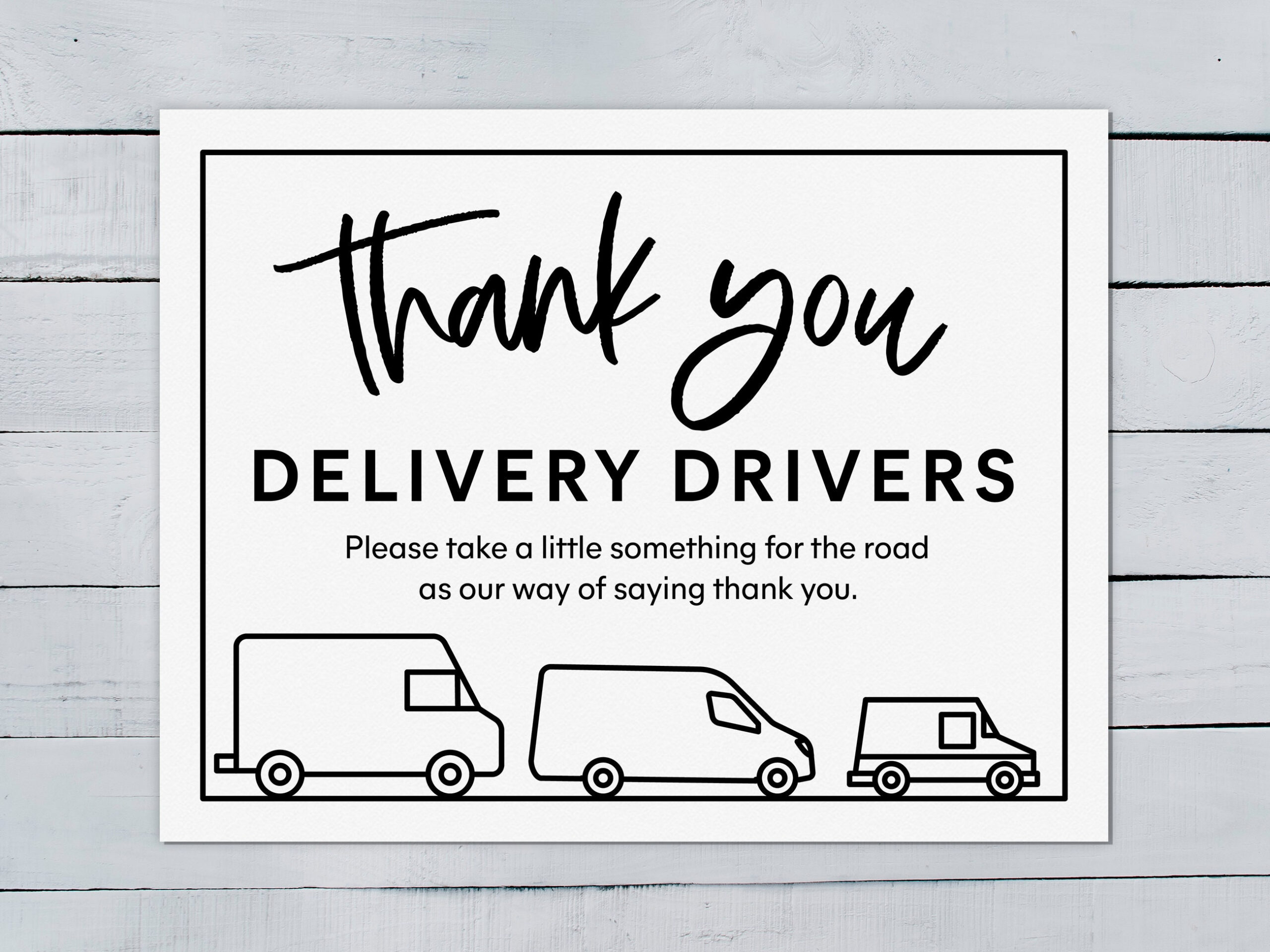 Delivery Driver Thank You Appreciation Snack Sign Printable | 8.5 within Delivery Driver Thank You Sign Printable
