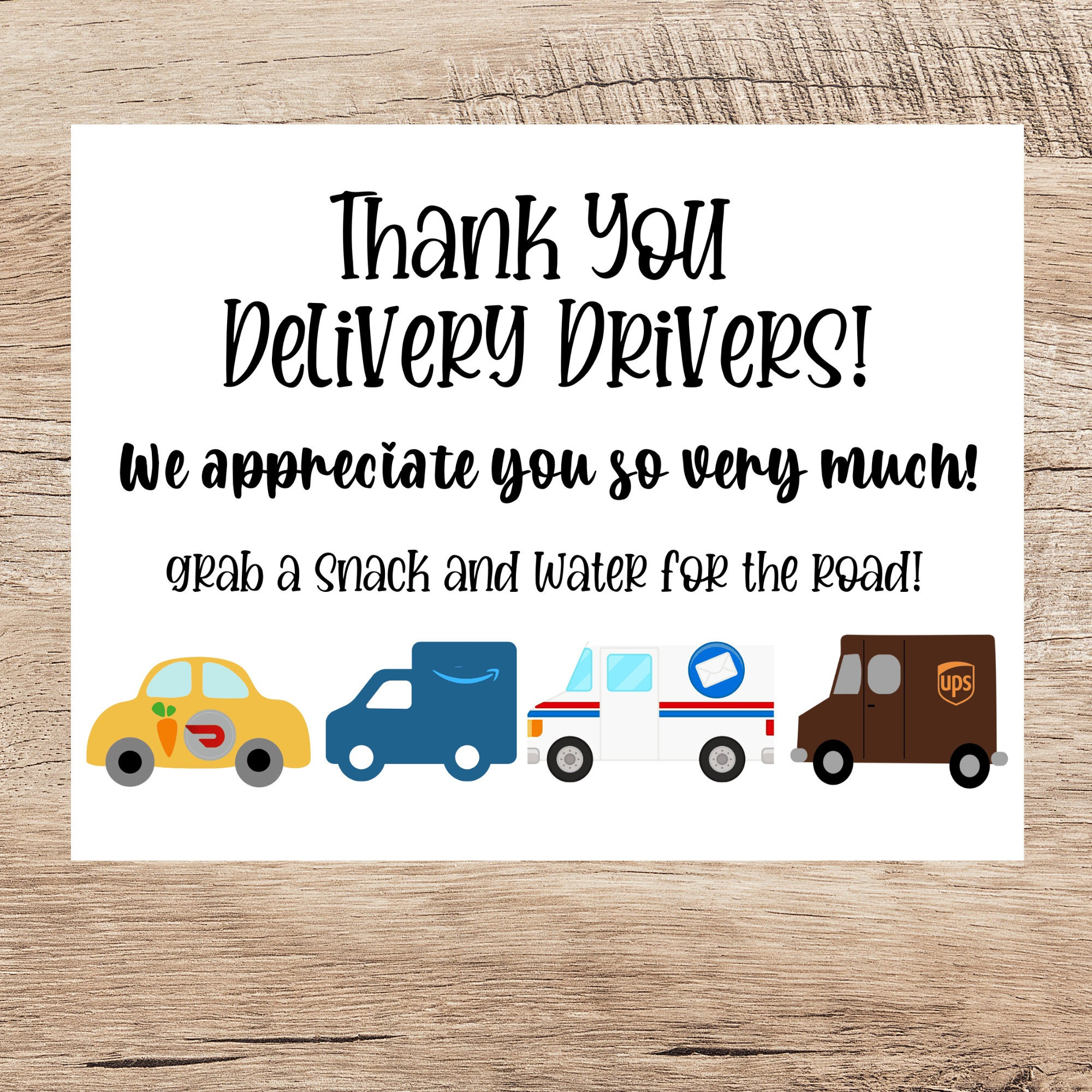 Delivery Driver Thank You Sign: Snack Basket Printable (Digital inside Delivery Driver Thank You Sign Printable