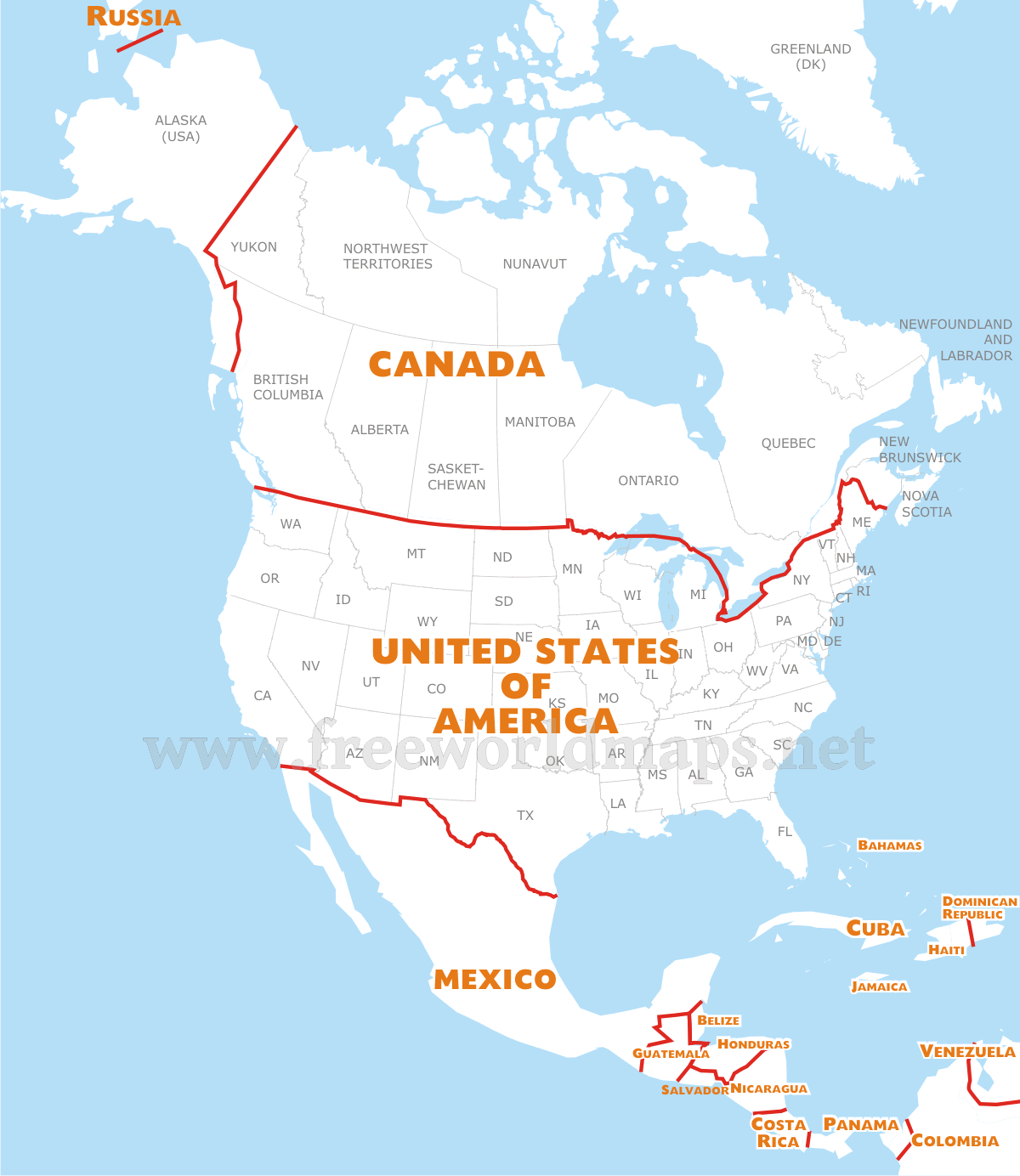 Download Free North America Maps with Free Printable North America Map