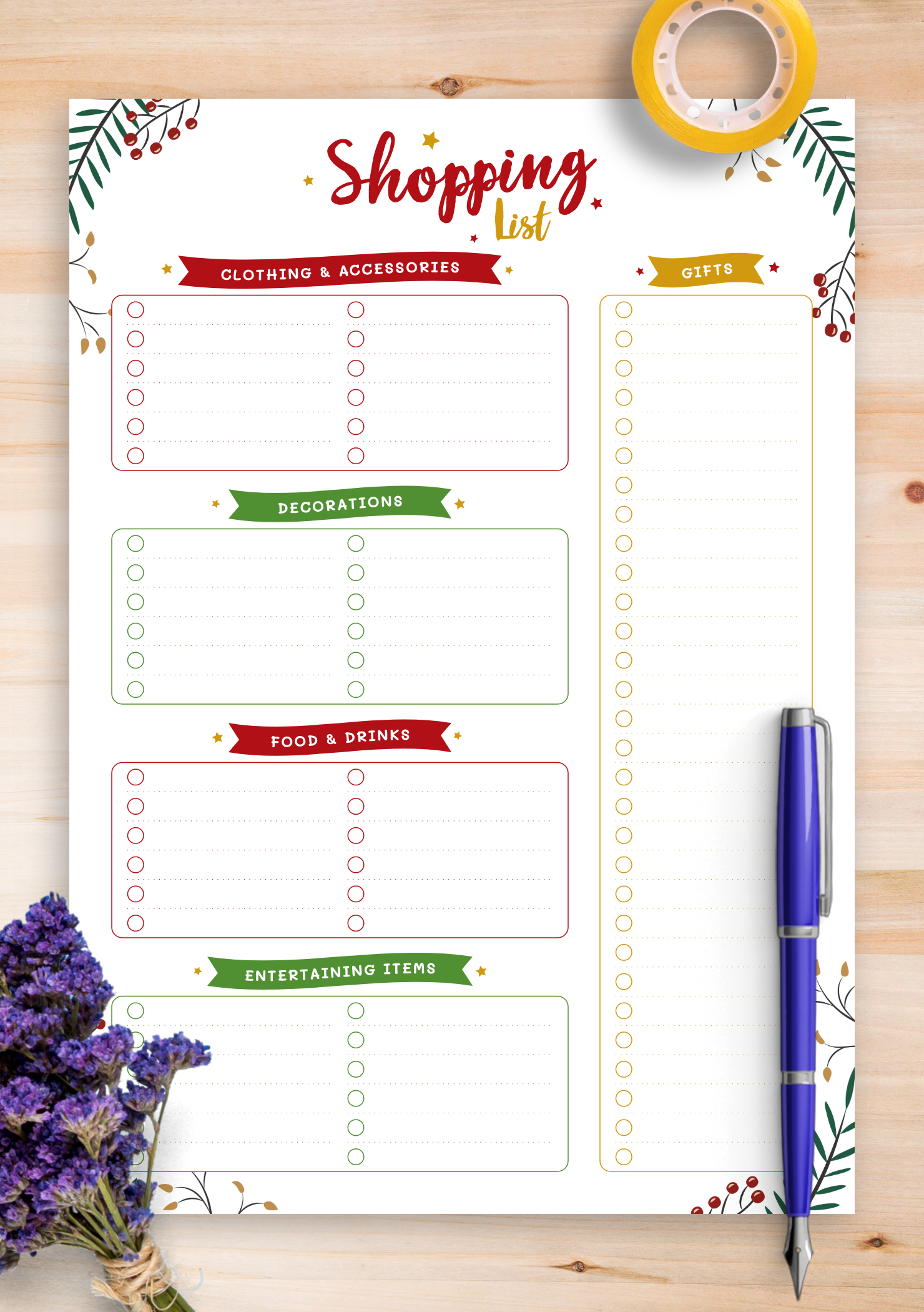 Download Printable Christmas Style - Shopping List Pdf throughout Christmas Shopping List Printable Free