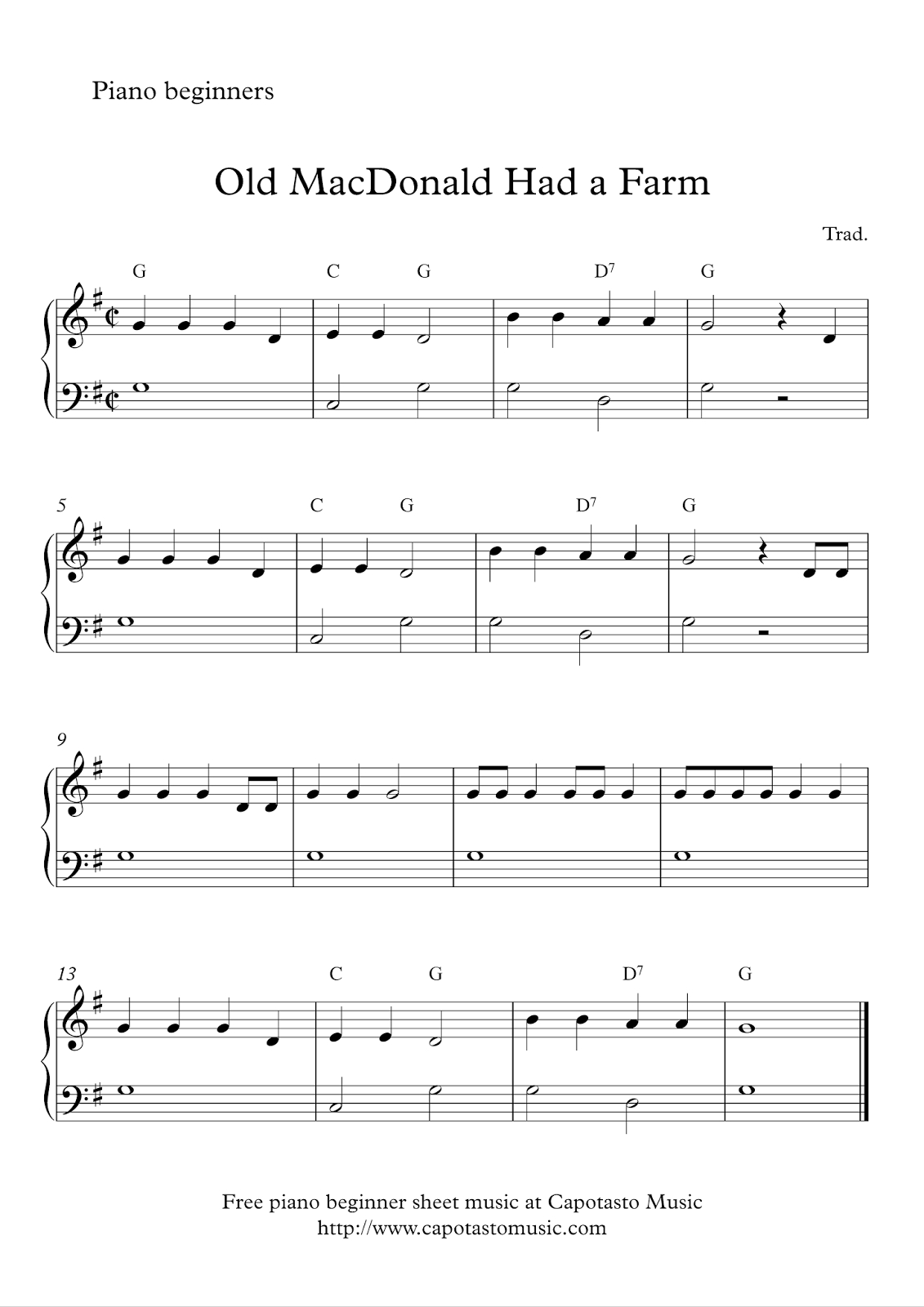Easy Piano Sheet Music For Beginners throughout Easy Piano Music Free Printable