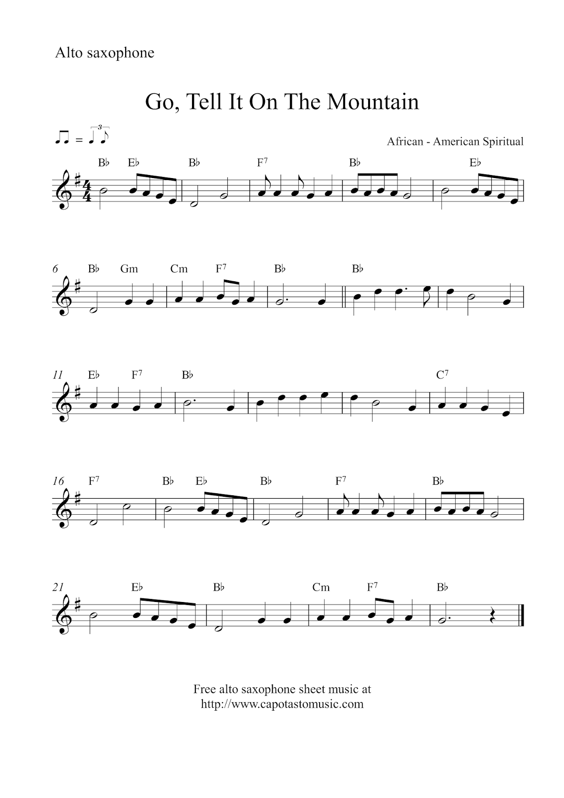 Easy Sheet Music For Beginners: Free Christmas Alto Saxophone with Free Printable Alto Sax Sheet Music
