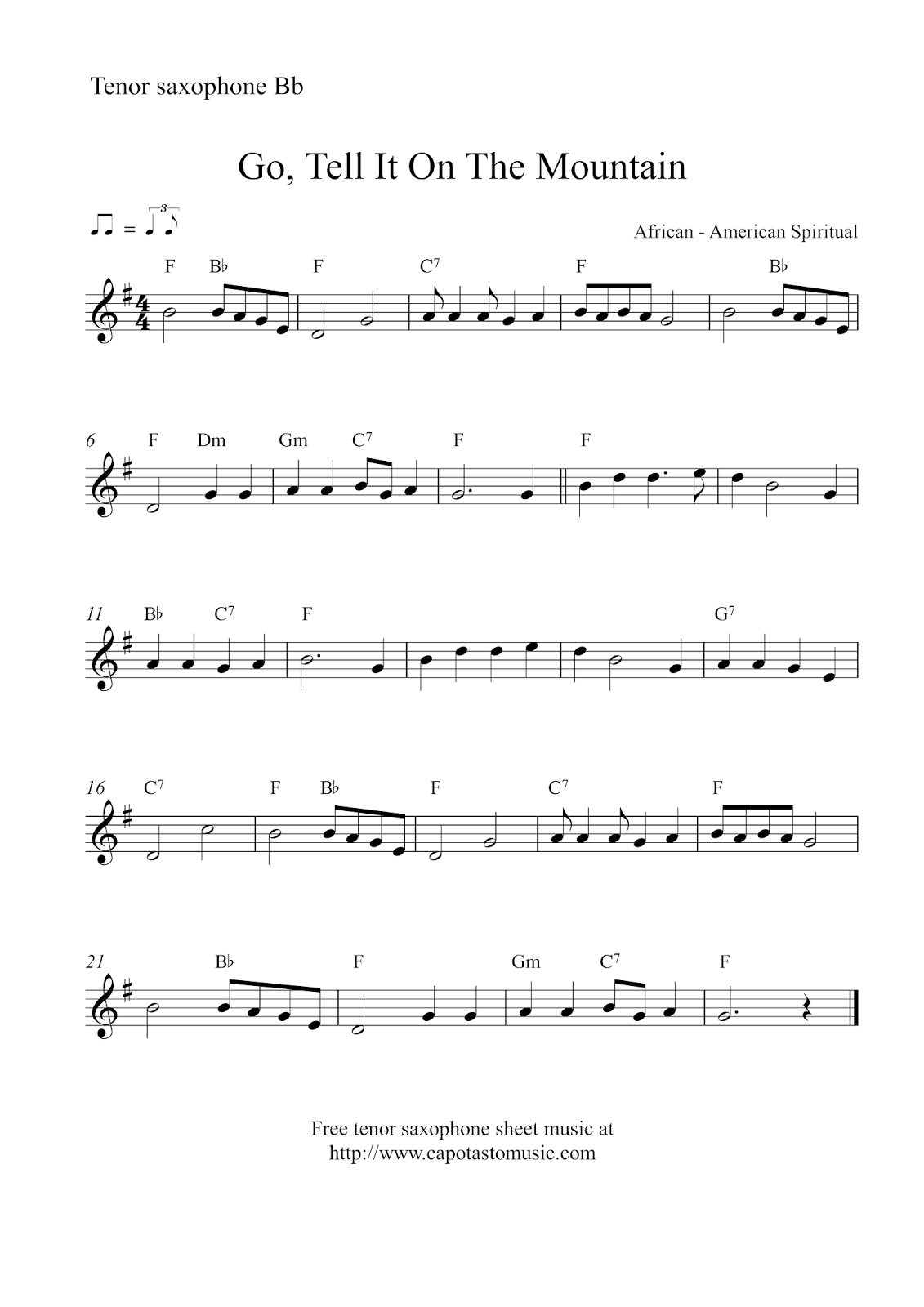 Easy Sheet Music For Beginners: Free Christmas Tenor Saxophone with regard to Tenor Sax Sheet Music Free Printable