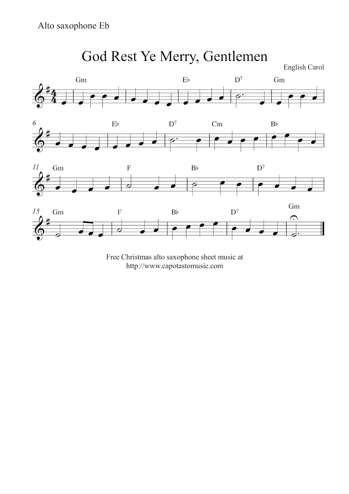 Easy Sheet Music For Beginners: Free Easy Alto Saxophone Sheet within Free Printable Alto Sax Sheet Music