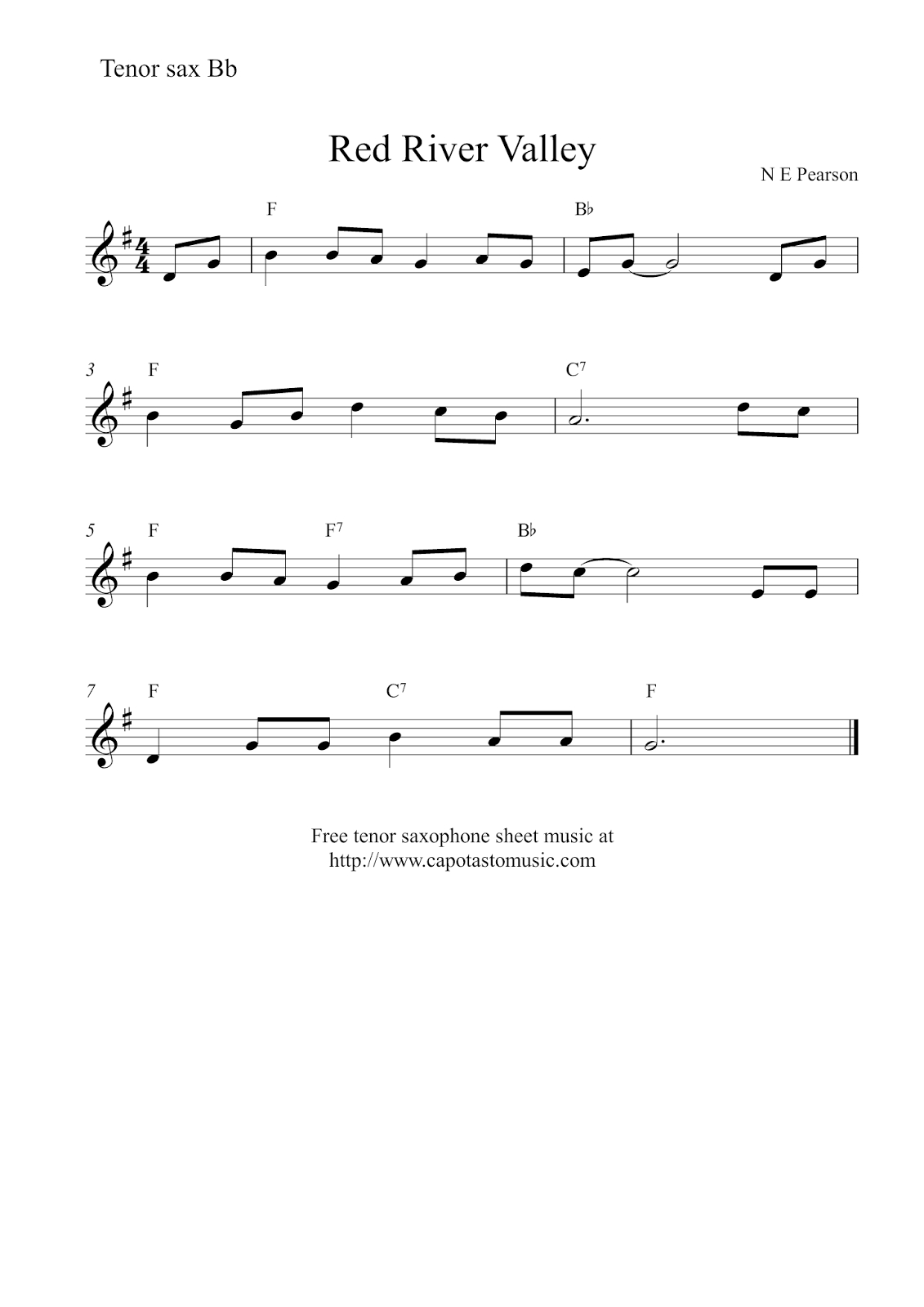 Easy Sheet Music For Beginners: Free Easy Tenor Saxophone Sheet with Tenor Sax Sheet Music Free Printable