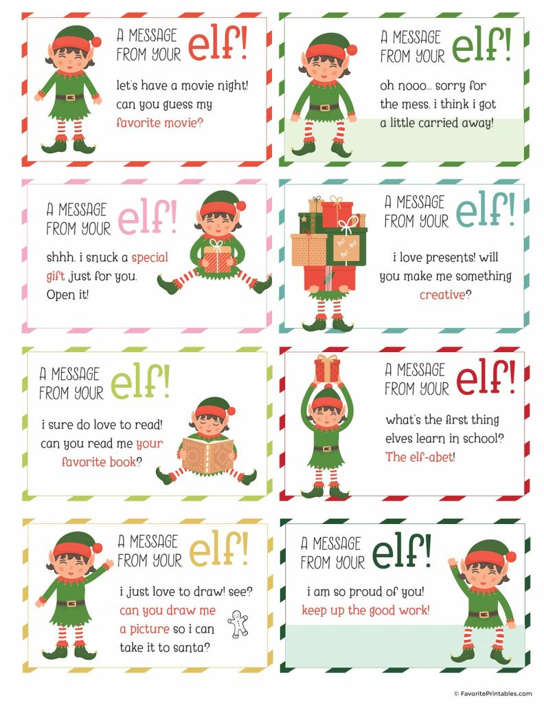 Elf On The Shelf Notes And Jokes, Free Printable Set Of 24 Cards inside Elf On The Shelf Book Printable