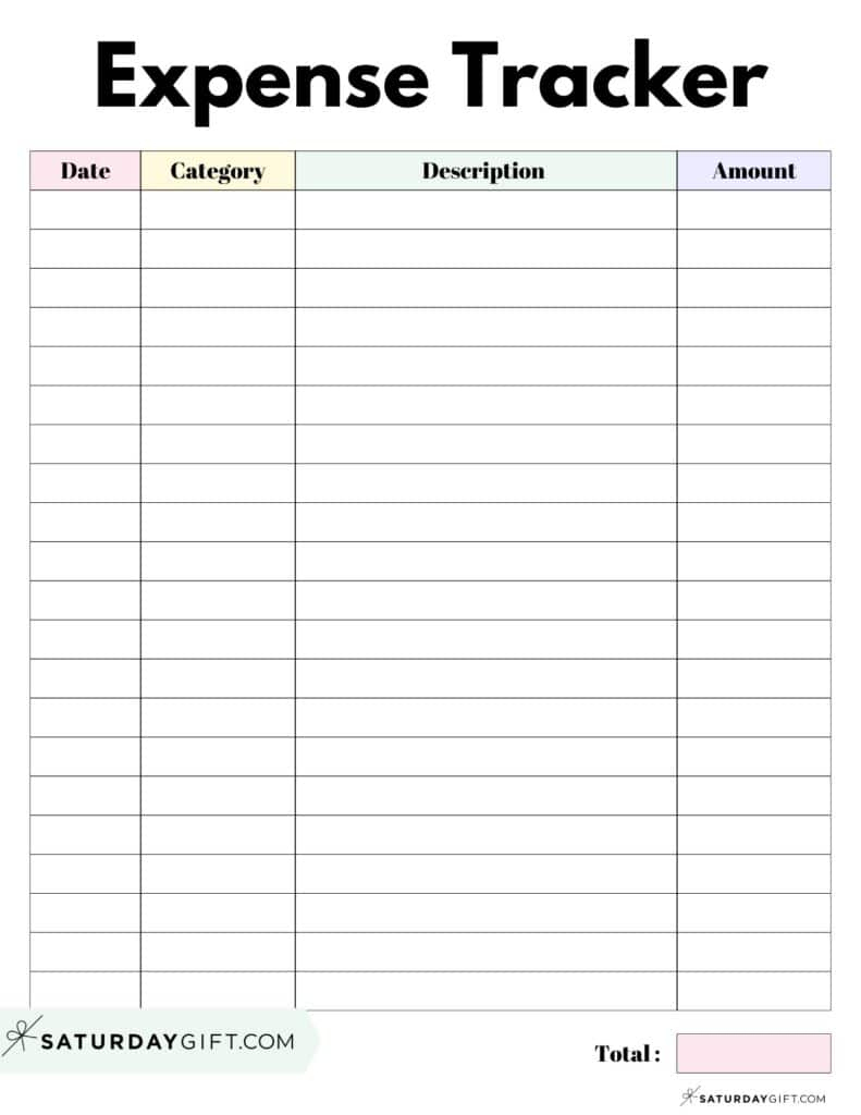 Expense Tracker Printable - 26 Cute &amp;amp; Free Spending Logs in Free Printable Expense Tracker
