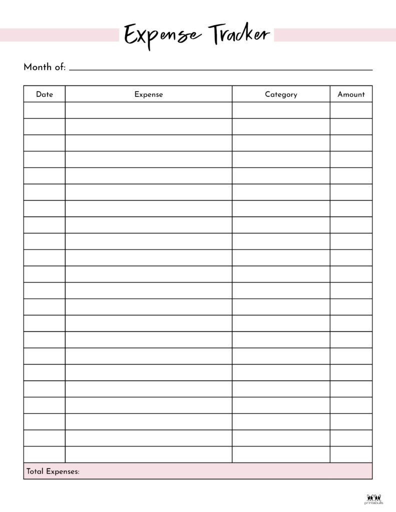 Expense Tracker Printables - 20 Free Options | Printabulls regarding Free Printable Expense Tracker