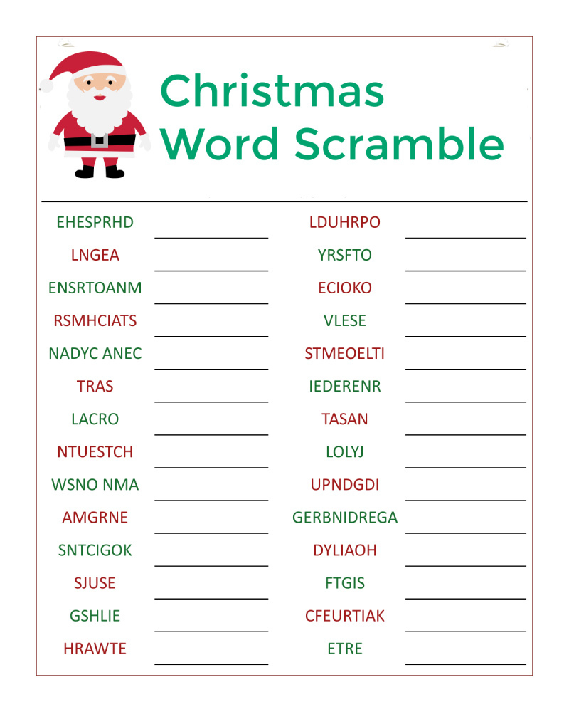 🎅🏼Santa'S Christmas Word Scramble Activity Page - Mama Likes This throughout Free Printable Christmas Word Scramble with Answers