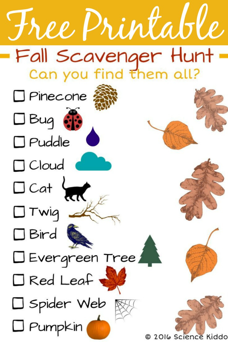 Fall Nature Scavenger Hunt For Kids • The Science Kiddo pertaining to Free Printable Autumn Scavenger Hunt Printable