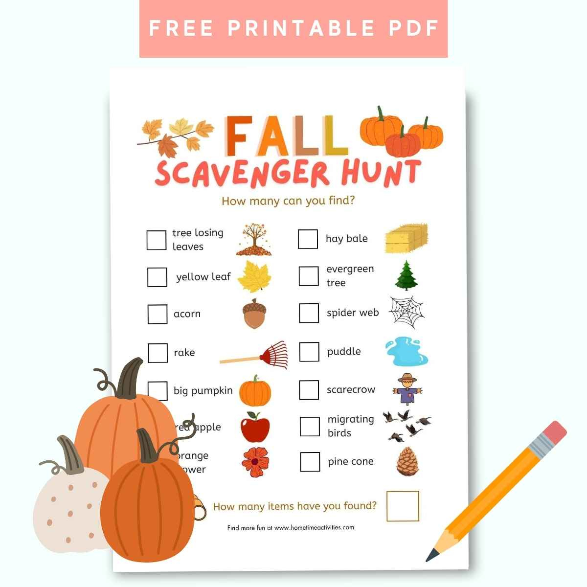 Fall Scavenger Hunt For Kids - Free Printable Pdf intended for Free Printable Autumn Scavenger Hunt Printable