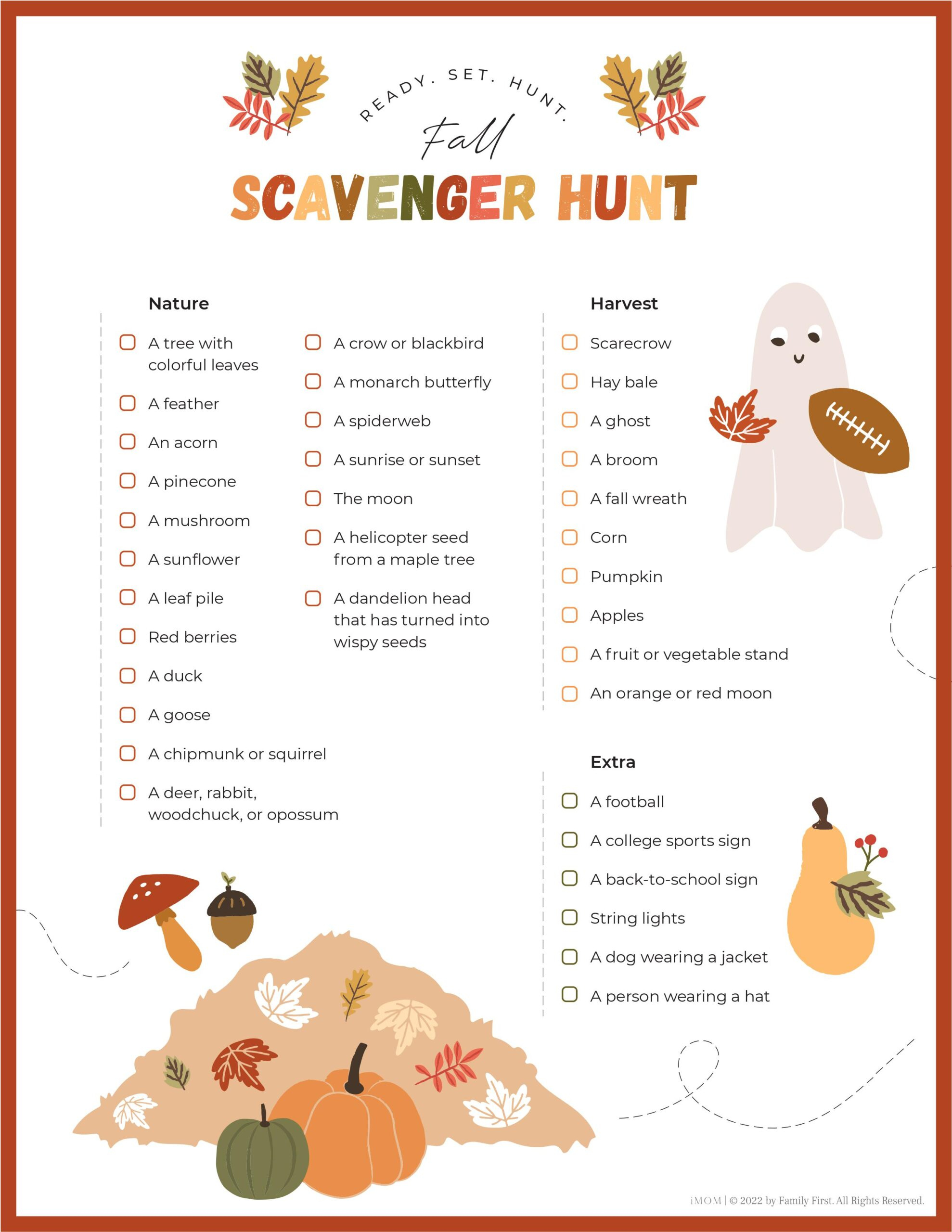 Fall Scavenger Hunt Printable For Kids - Imom with Free Printable Autumn Scavenger Hunt Printable
