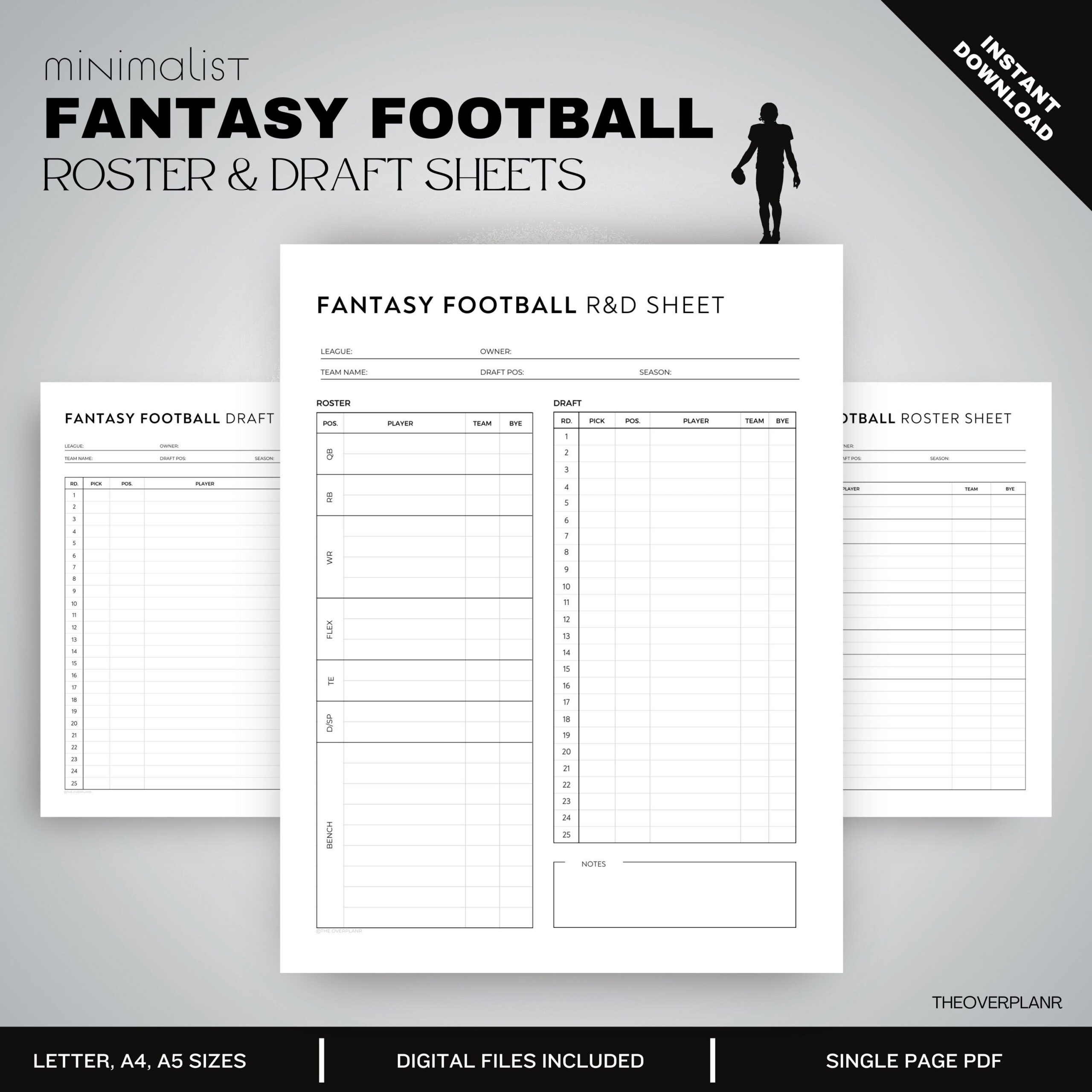 Fantasy Football Draft Kit: Druckbare Spielerübersicht with regard to Fantasy Football Roster Sheets Printable
