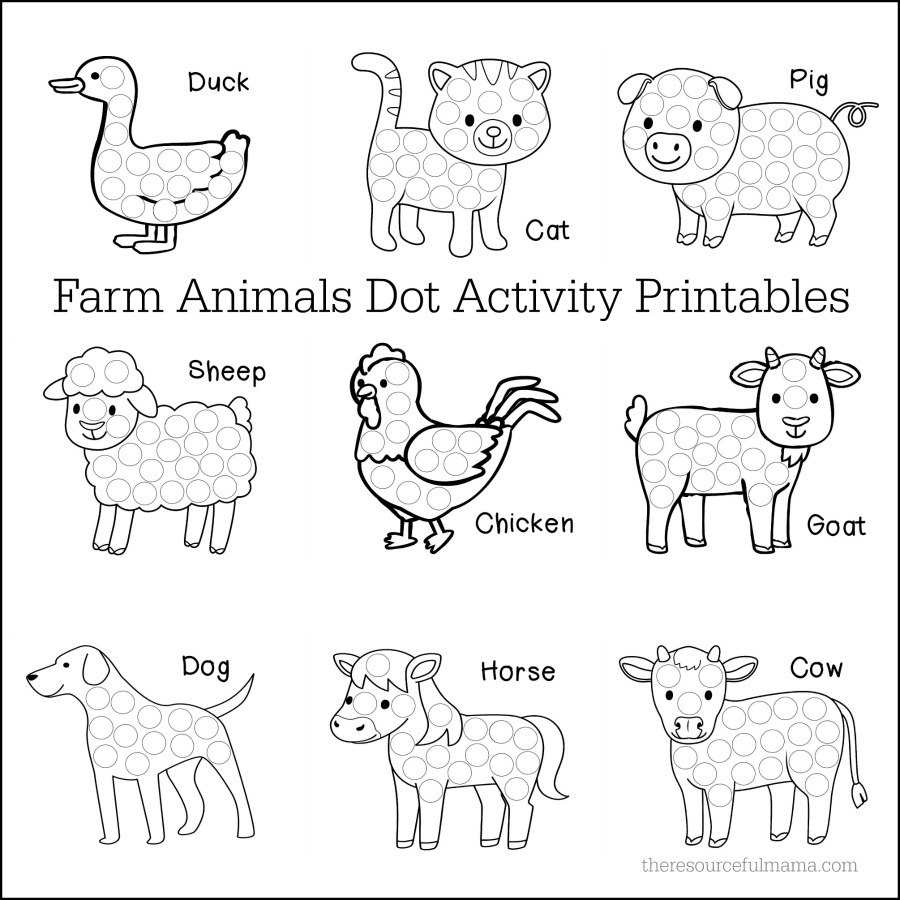 Farm Animals Dot Activity Worksheets - The Resourceful Mama within Printable Farm Activities For Preschoolers
