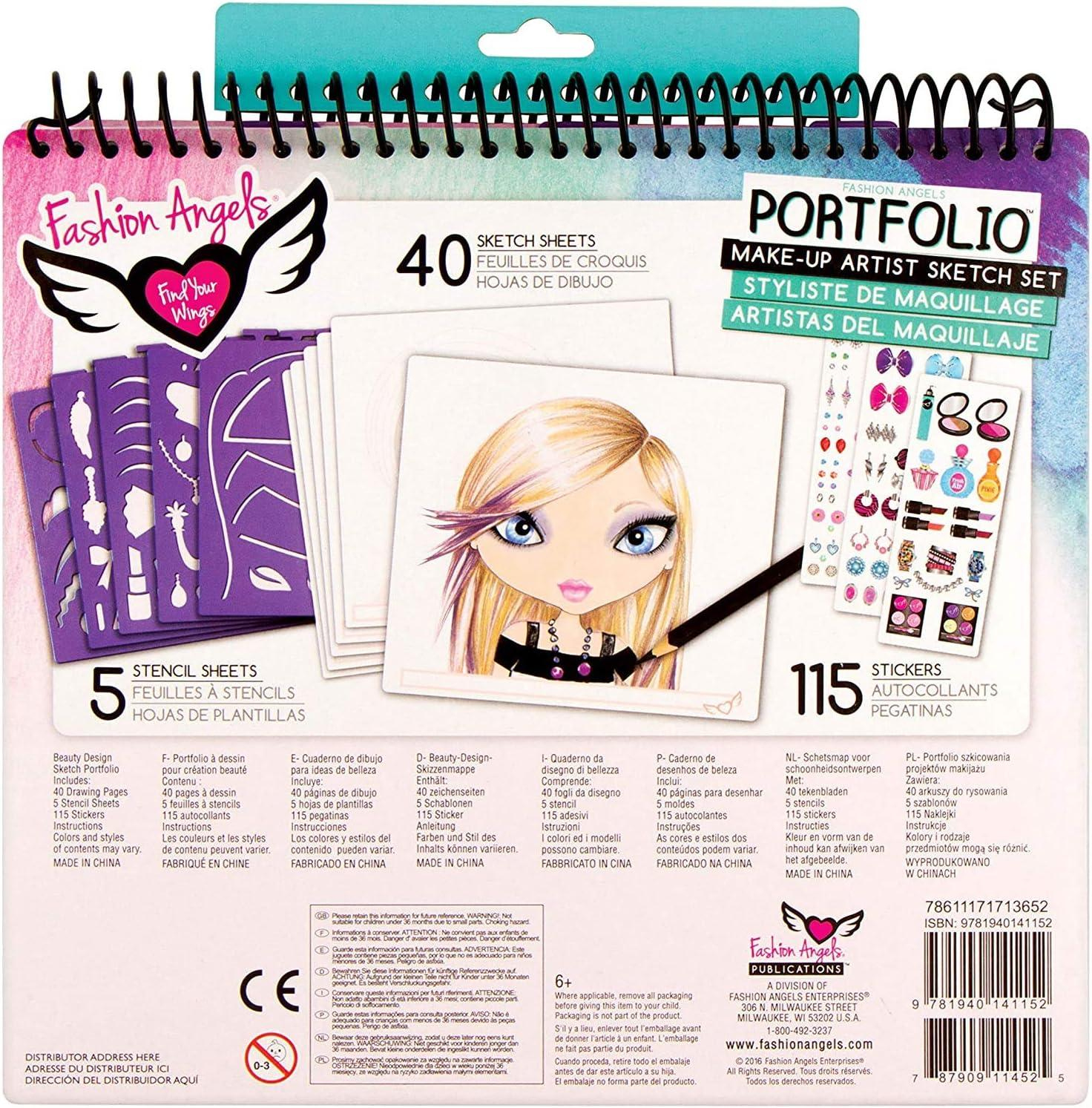 Fashion Angels Fashion Design Sketch Portfolio - Full Size Book For Kids - Brown/A - Includes Makeup, Hair Design - 11451 inside Fashion Angels Sketch Portfolio Printable Pages