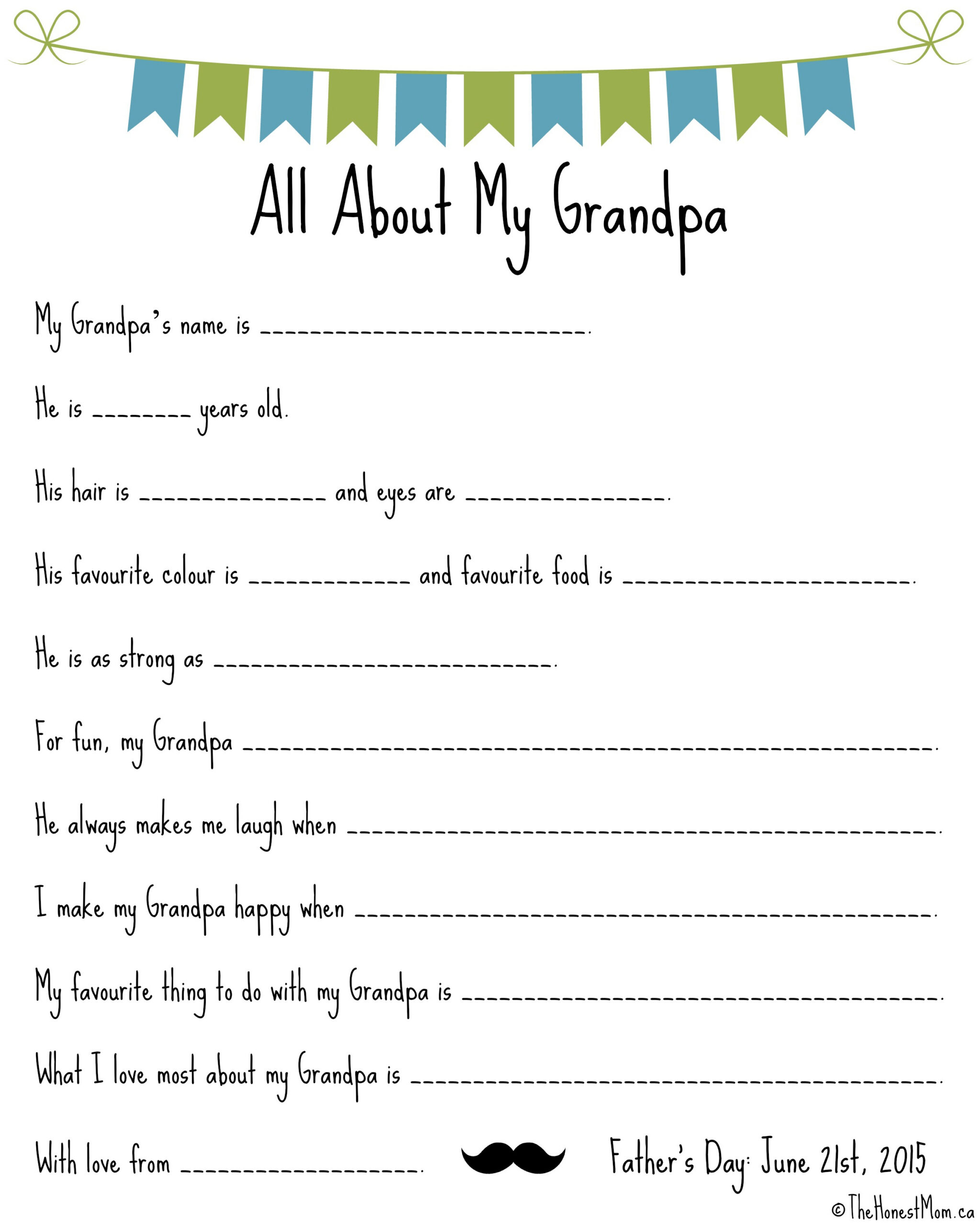 Father'S Day Mad Libs – Free Printables | The Honest Mom within All About Grandpa Free Printable