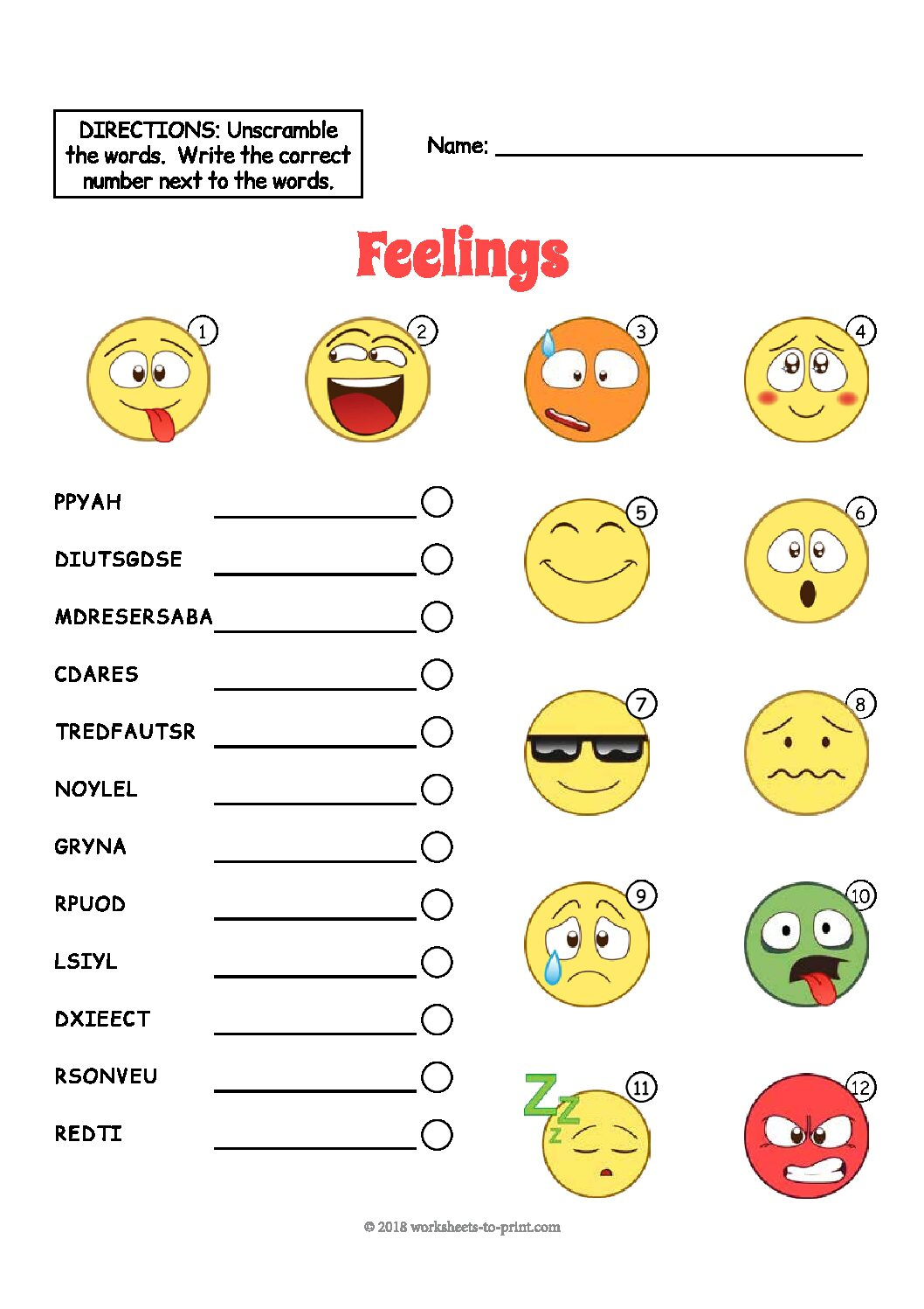 Feelings Vocabulary Worksheet - Language Advisor with Free Printable Feelings Worksheets
