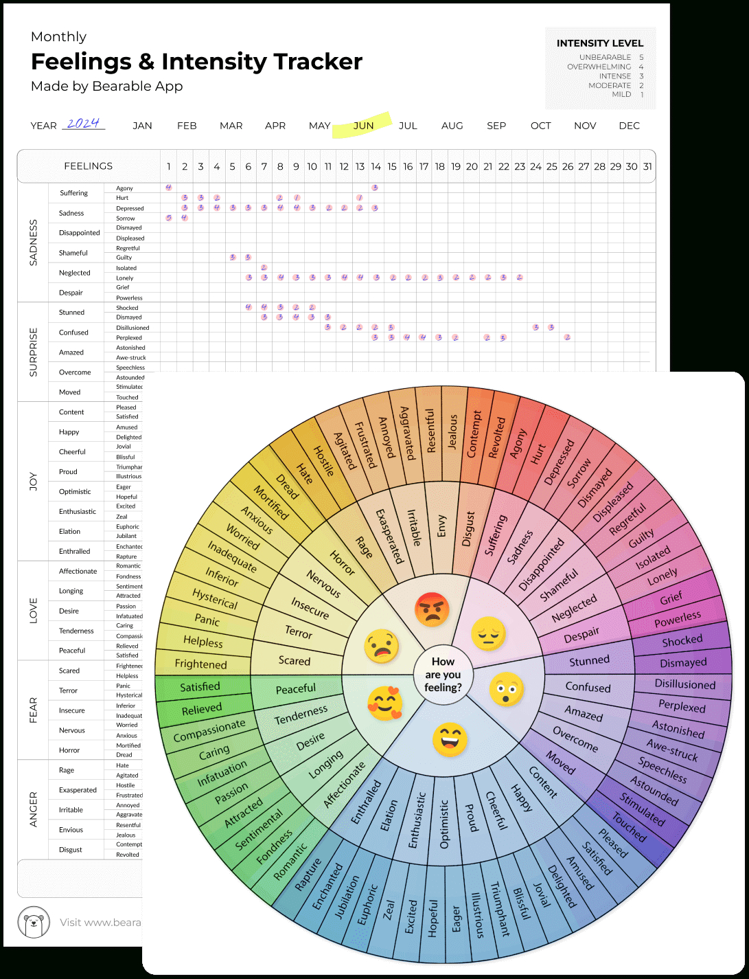 Feelings Wheel [Pdf] - Free &amp;amp; Printable - Bearable App within Feelings Wheel Printable Free Download