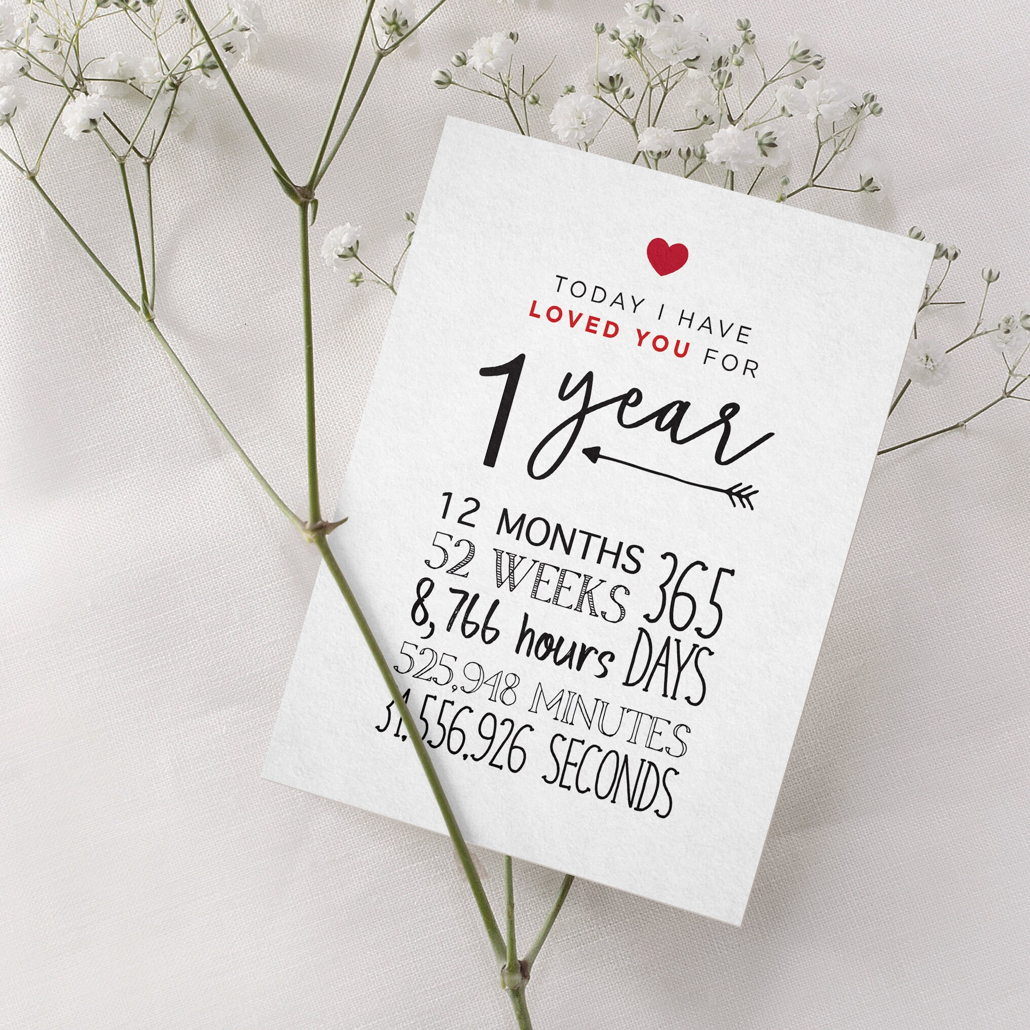 First Anniversary Card | 1 Year | Printable - Etsy Uk with 1 Year Anniversary Card Printable