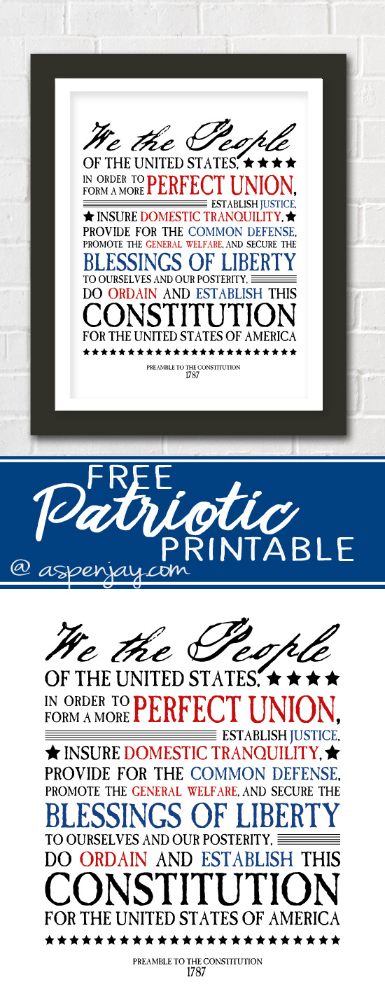 Free 4Th Of July Printable – Preamble To The Constitution - Aspen Jay inside Printable Preamble To The Constitution