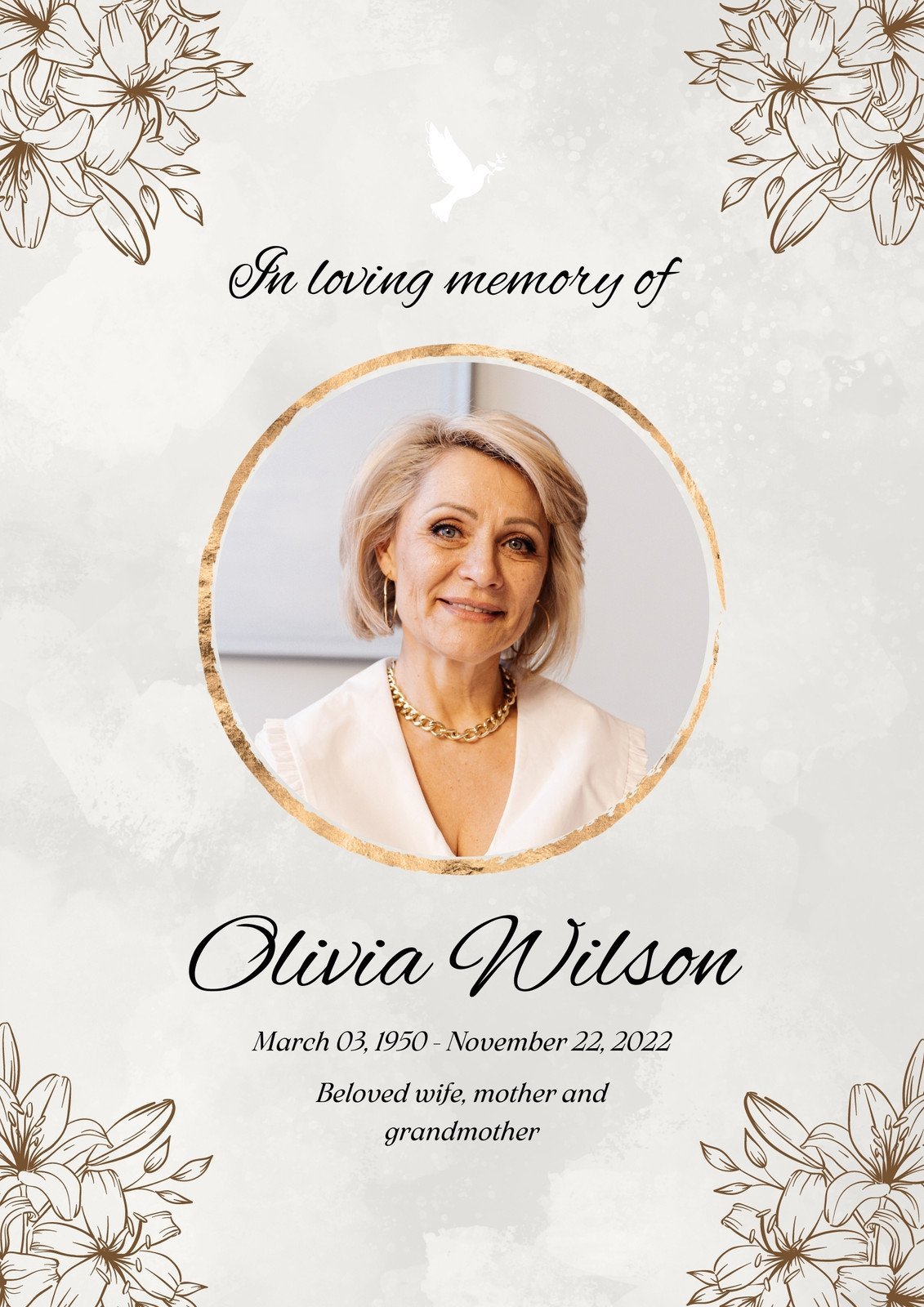 Free And Customizable Obituary Templates | Canva within Printable Free Editable Obituary Template
