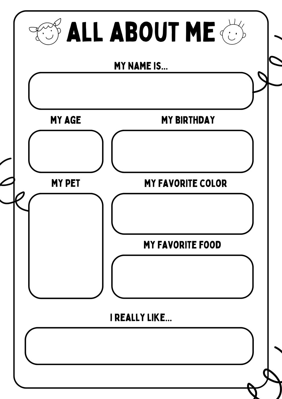 Free And Printable All About Me Worksheet Templates | Canva pertaining to All About Me Page Printable