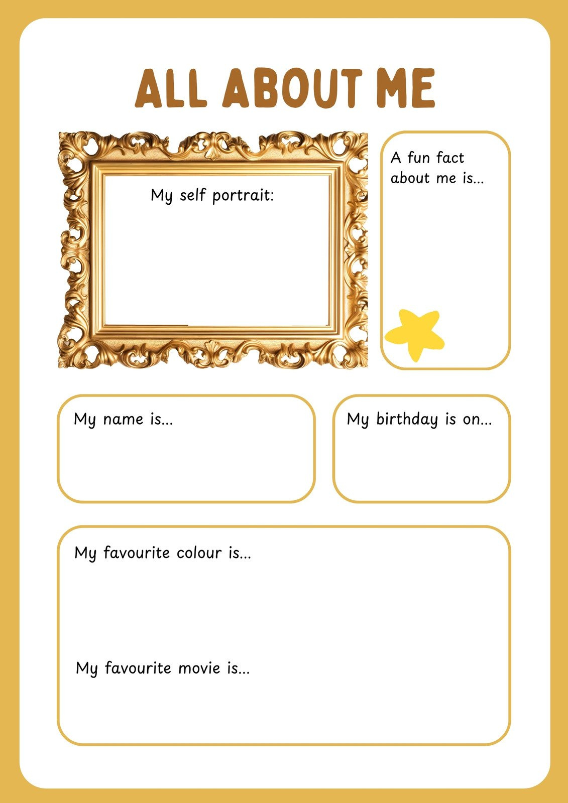Free And Printable All About Me Worksheet Templates | Canva throughout All About Me Printable Sheets