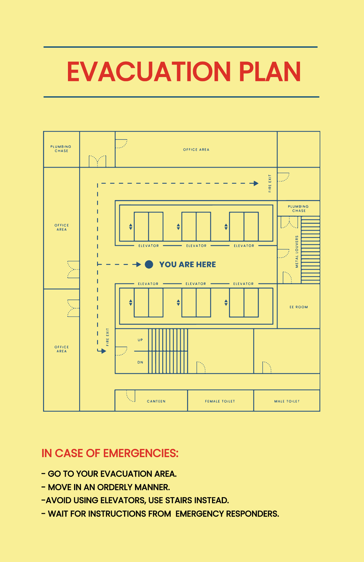 Free Building Evacuation Plan Poster Template To Edit Online for Free Printable Fire Escape Plan Template