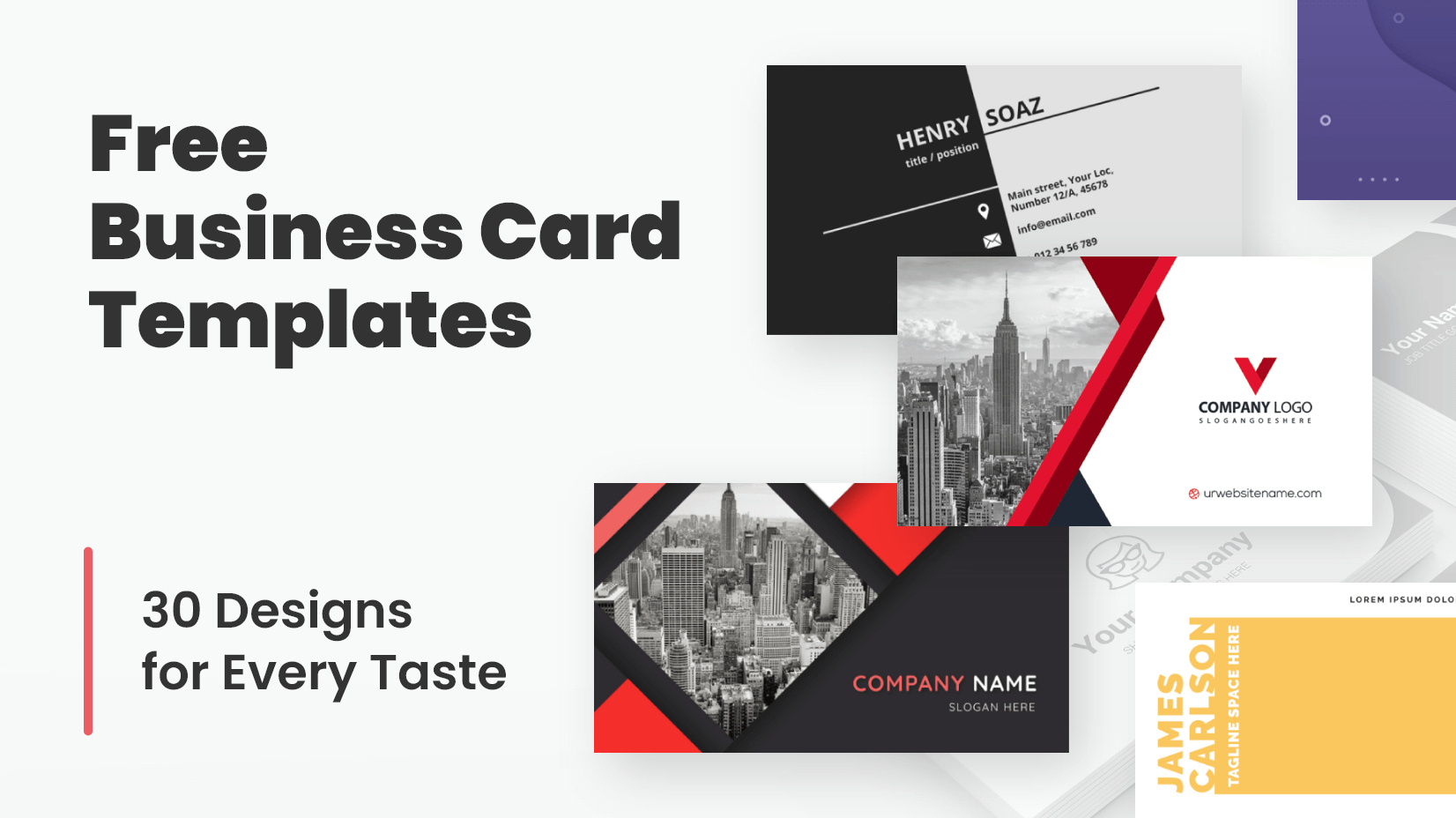 Free Business Card Templates: 30 Designs For Every Taste | Graphicmam inside Free Business Card Maker Printable
