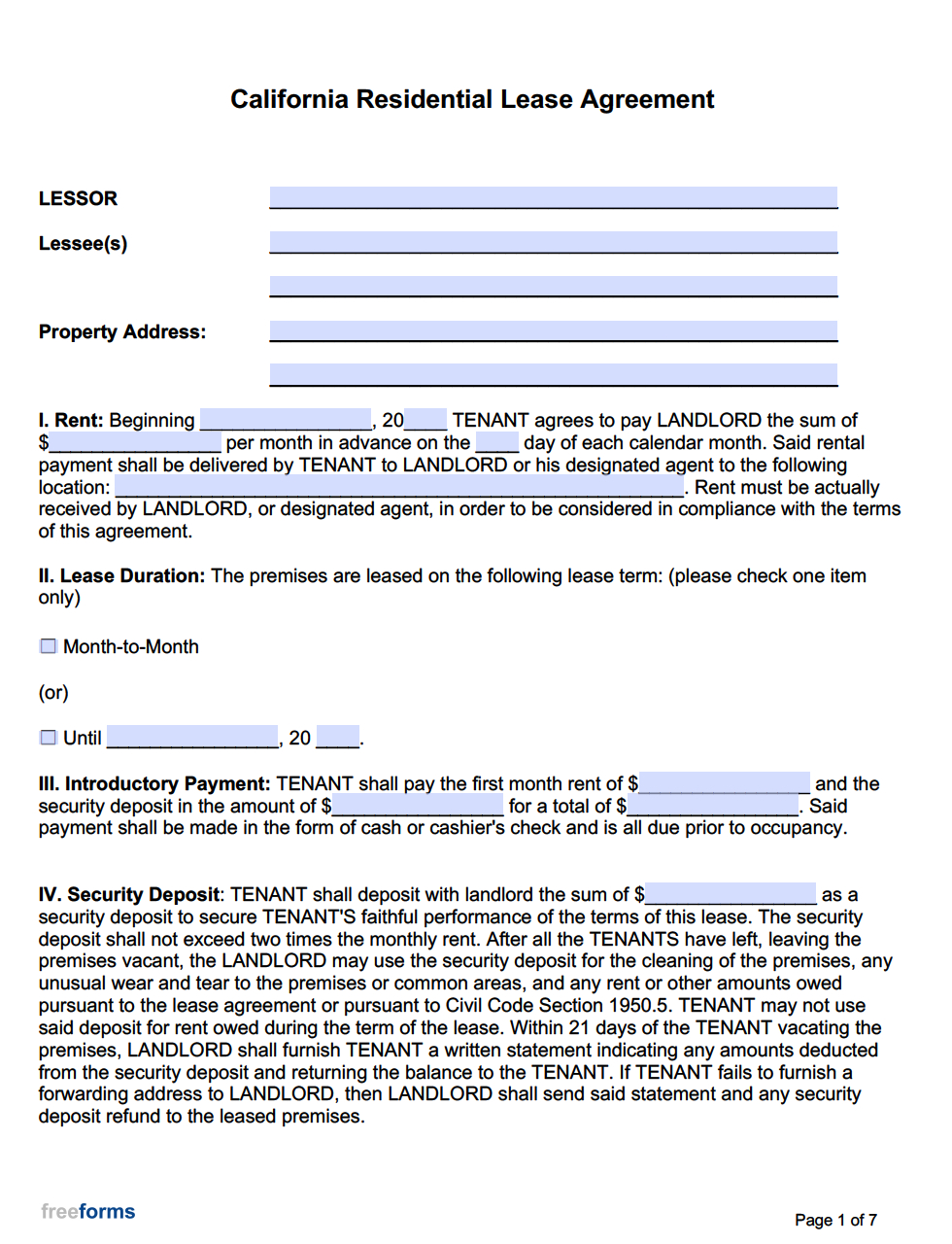 Free California Rental Lease Agreement Templates | Pdf | Word inside Free Printable California Residential Lease Agreement