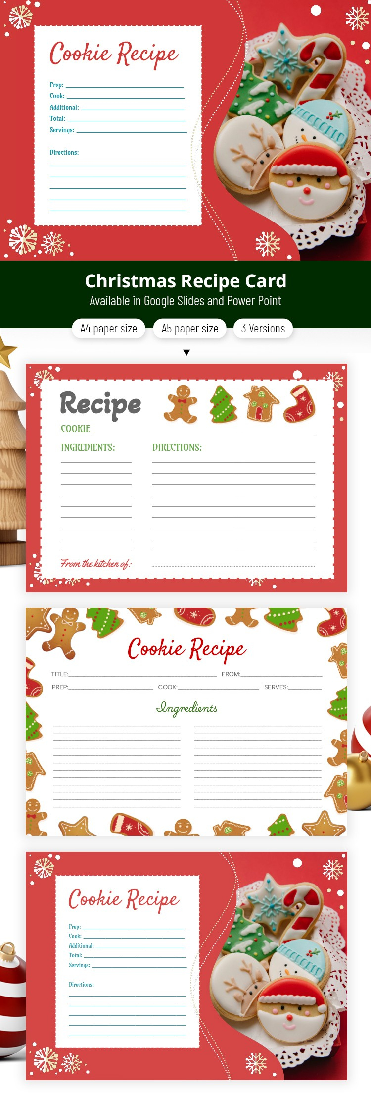 Free Christmas Cookie Recipe Template In Google Slides And in Free Printable Recipe Cards Christmas