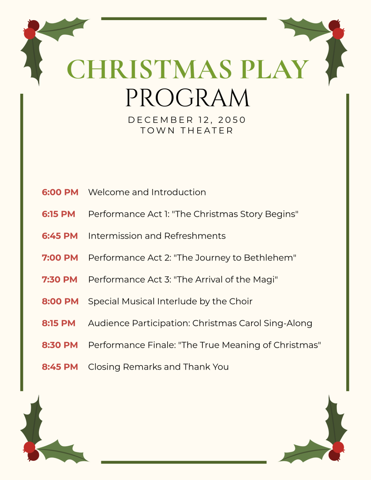 Free Christmas Play Program Template To Edit Online with Free Printable Christmas Plays For Church