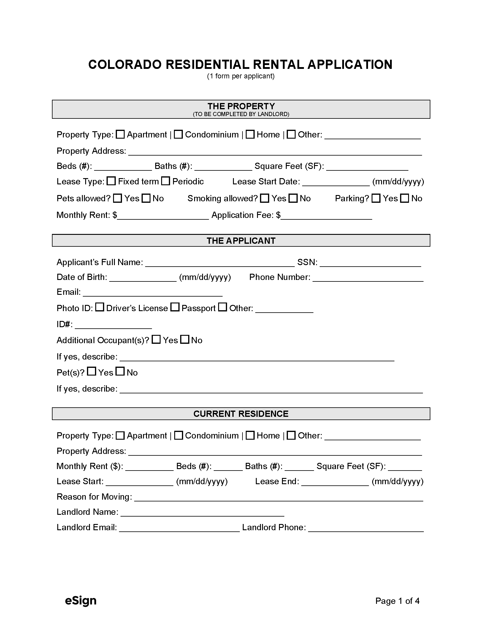Free Colorado Rental Application Form | Pdf | Word with regard to Free Printable Rental Application Forms