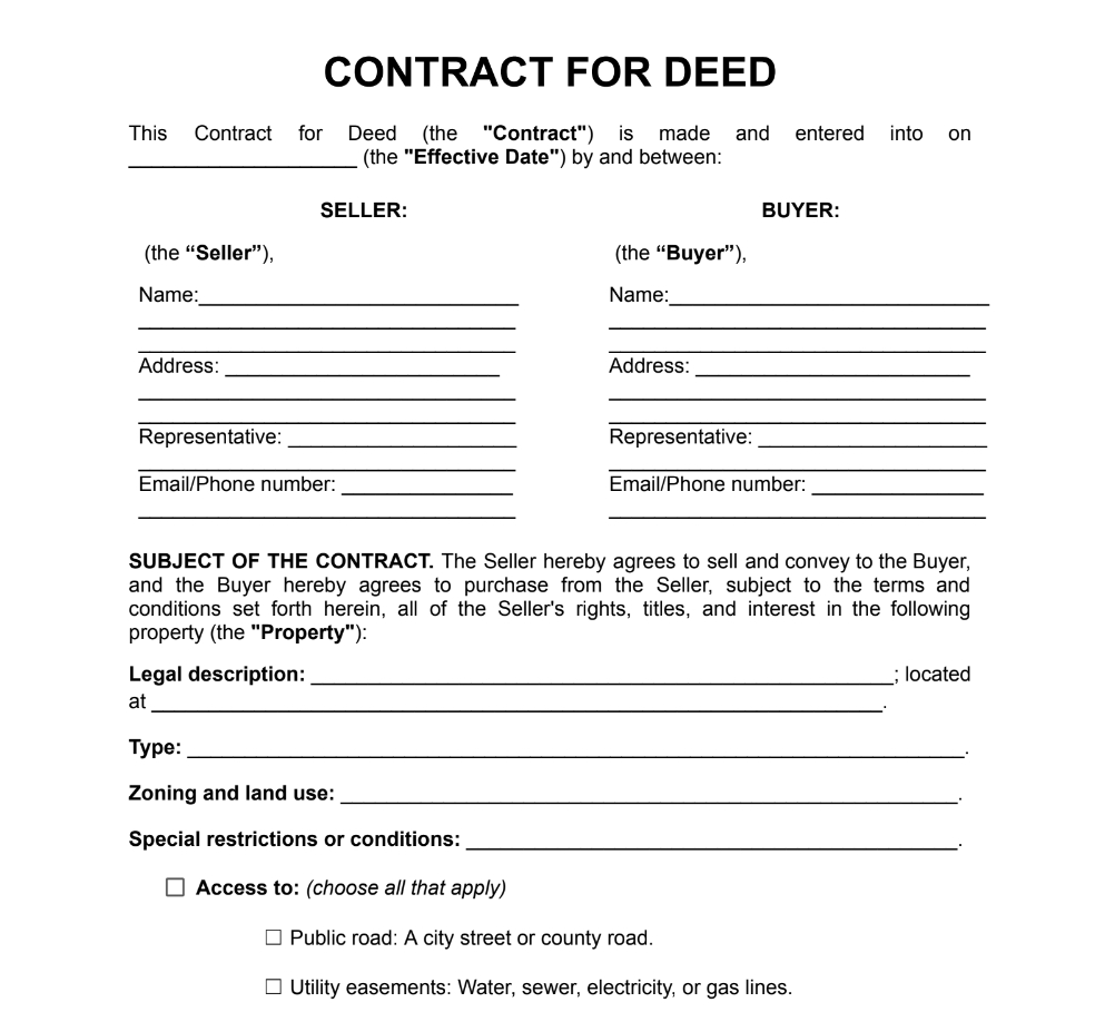 Free Contract For Deed Template | Pdf, Word | Jurizmo regarding Free Printable Contract For Deed Template