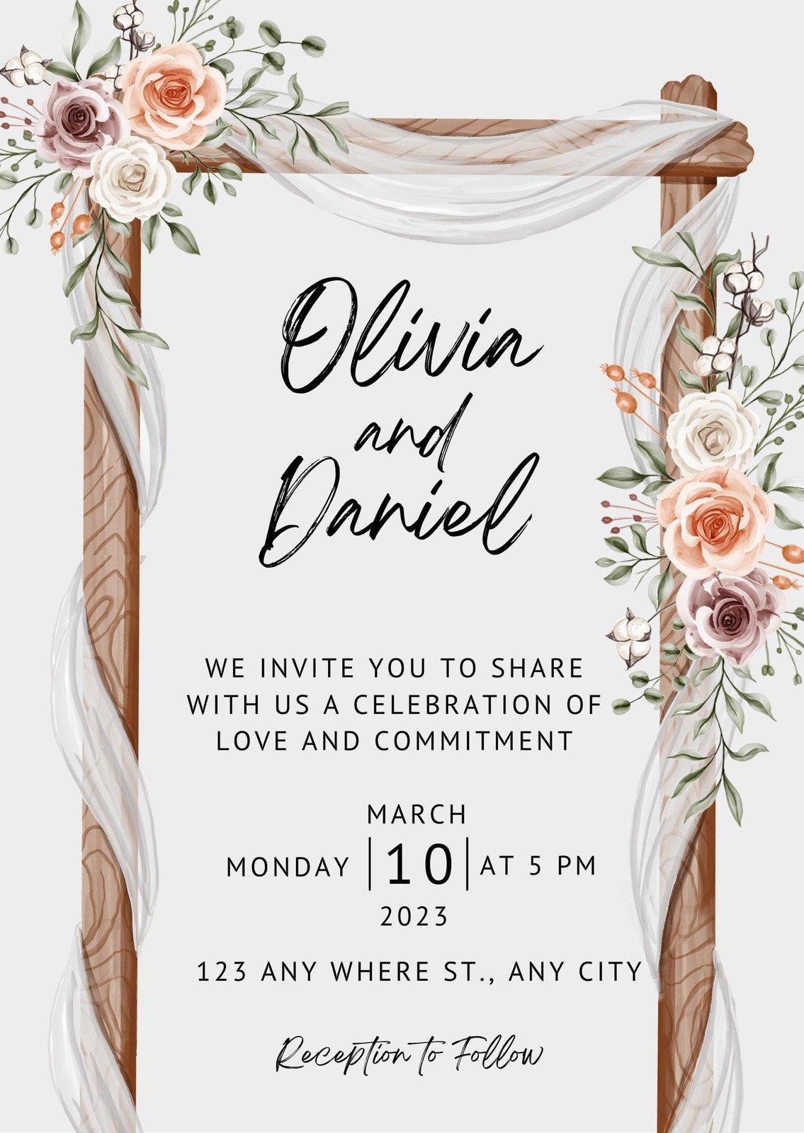 Free Custom Rustic Wedding Invitation Templates | Canva regarding Free Printable Wedding Invitation Template